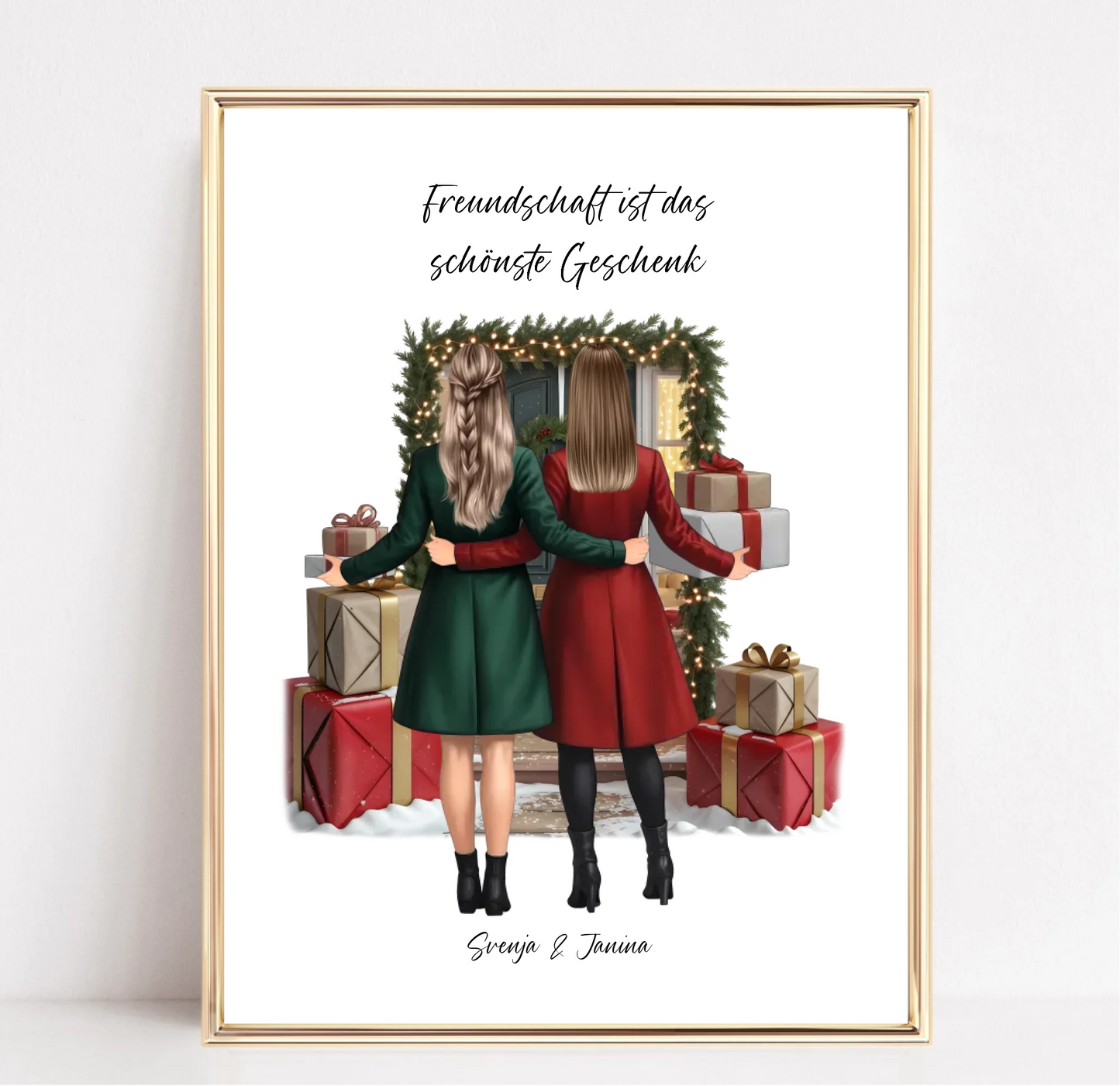 Winter Freundinnen mit Geschenk Poster