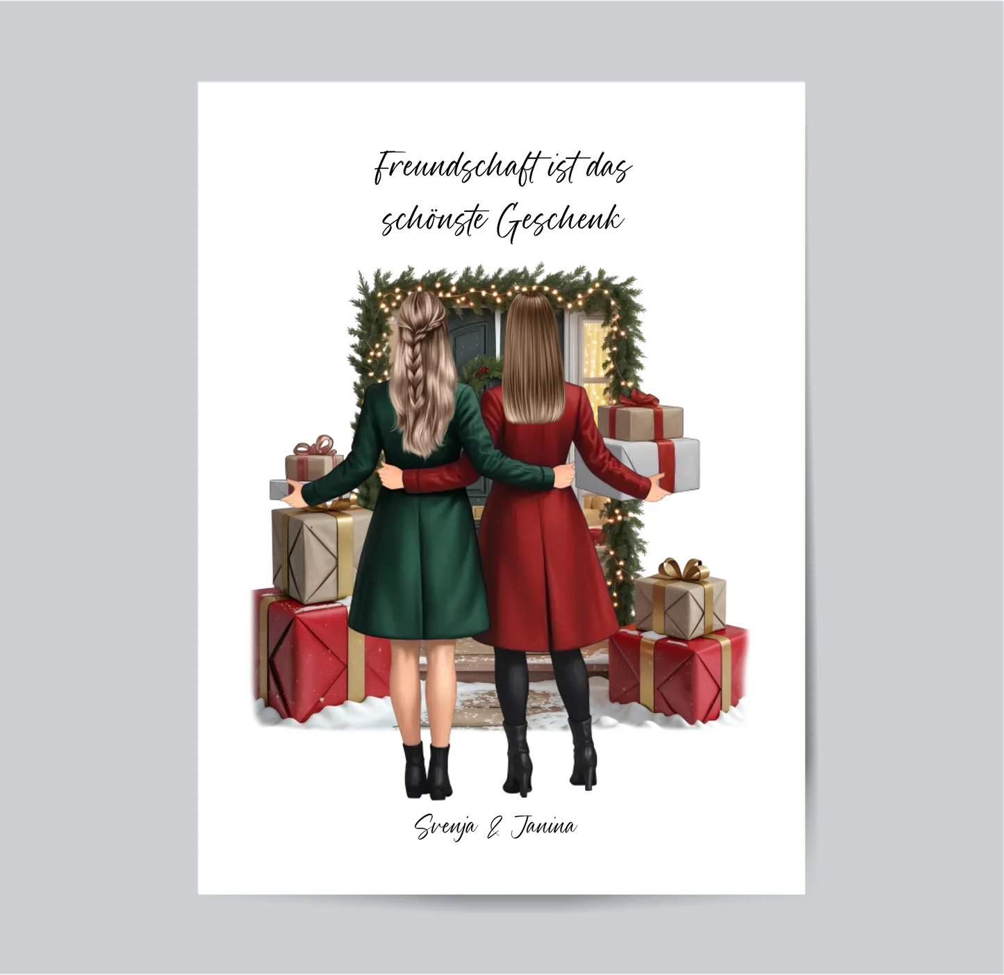 Winter Freundinnen mit Geschenk Poster
