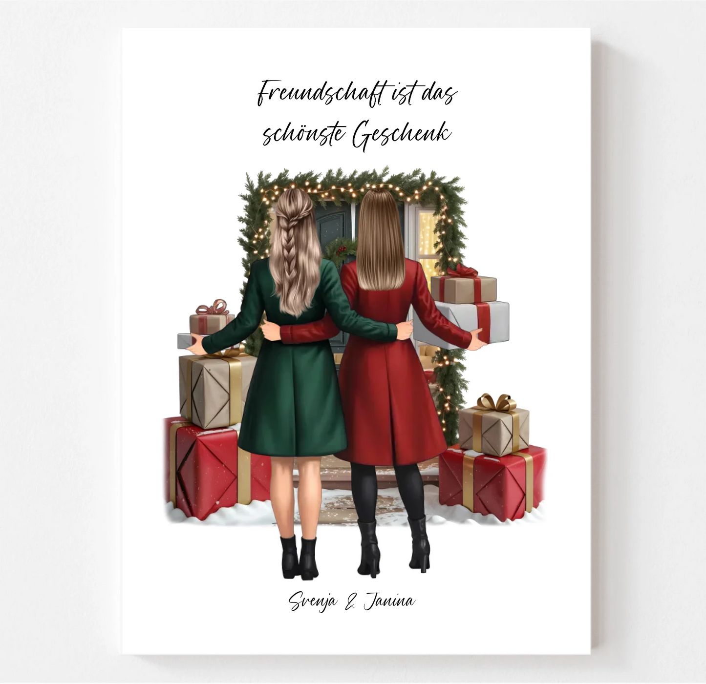 Winter Freundinnen mit Geschenk Poster
