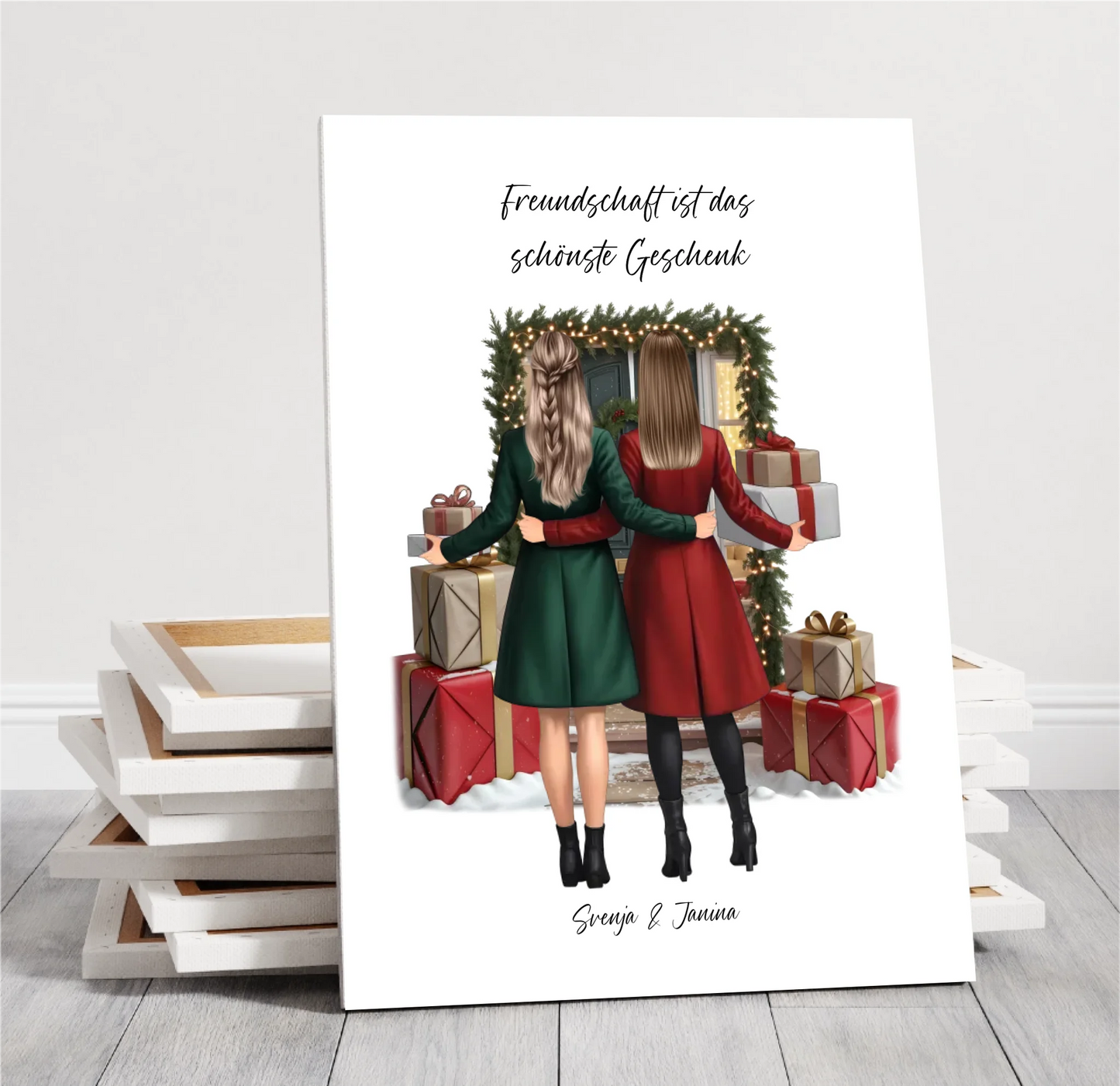 Winter Freundinnen mit Geschenk Poster