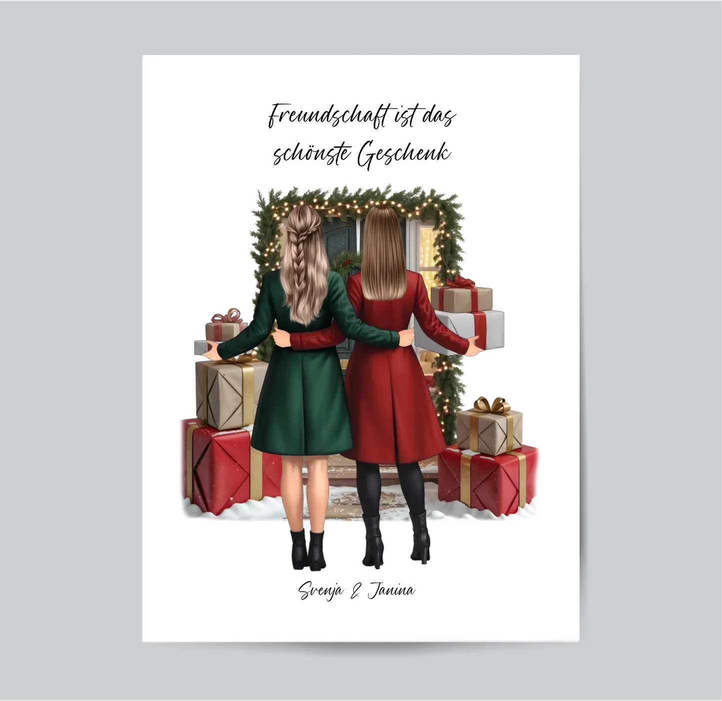 Winter Freundinnen mit Geschenk Poster