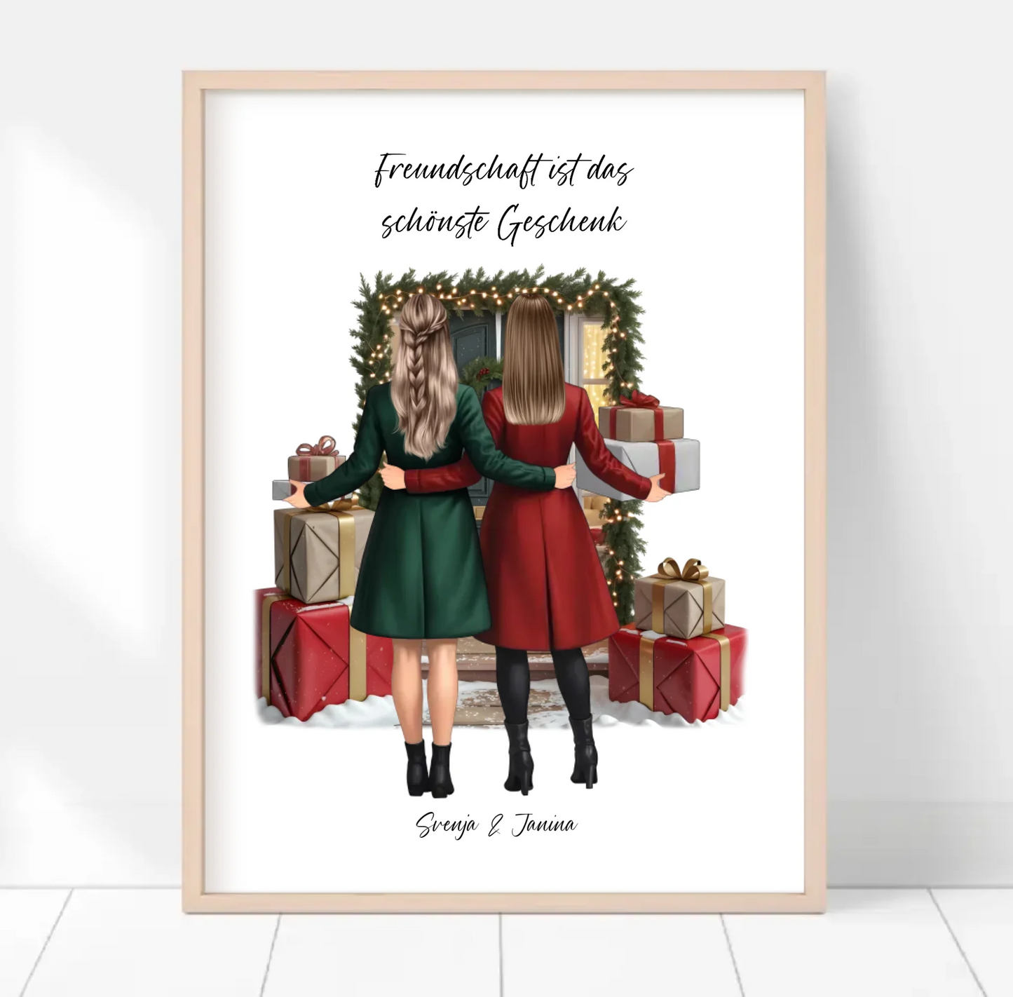 Winter Freundinnen mit Geschenk Poster