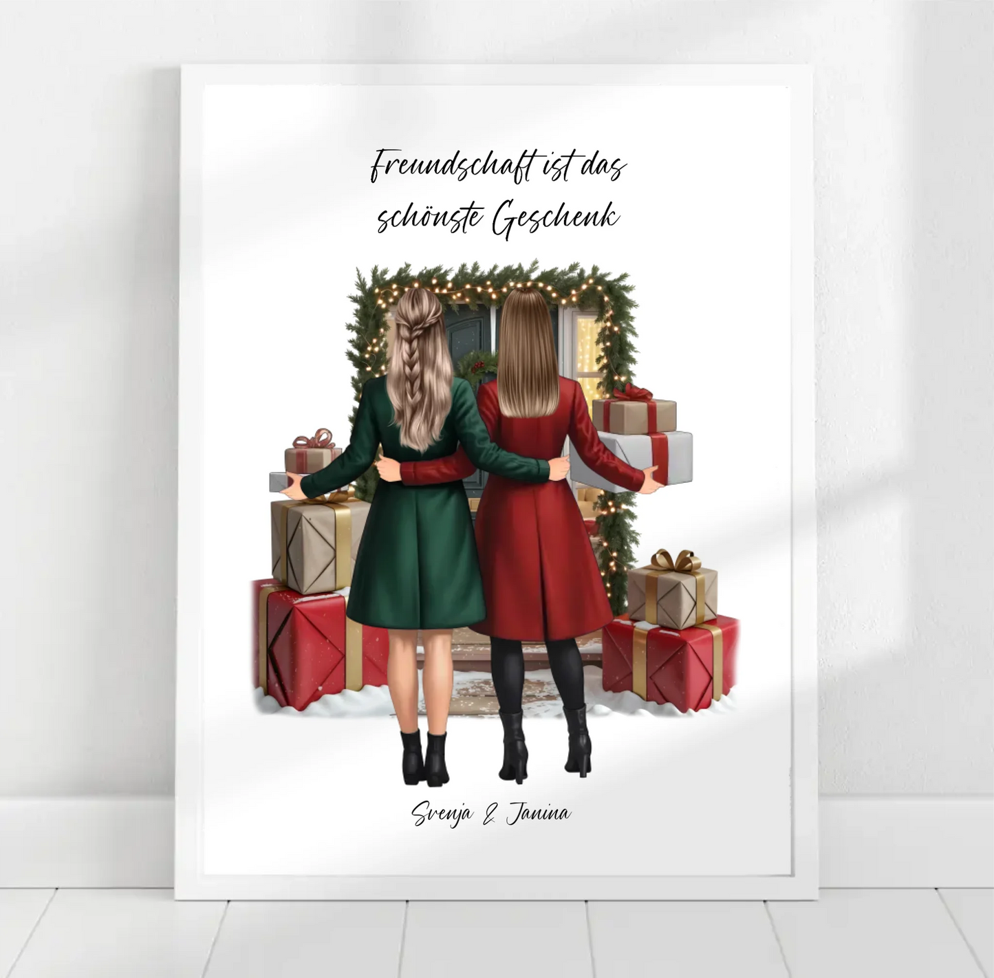 Winter Freundinnen mit Geschenk Poster