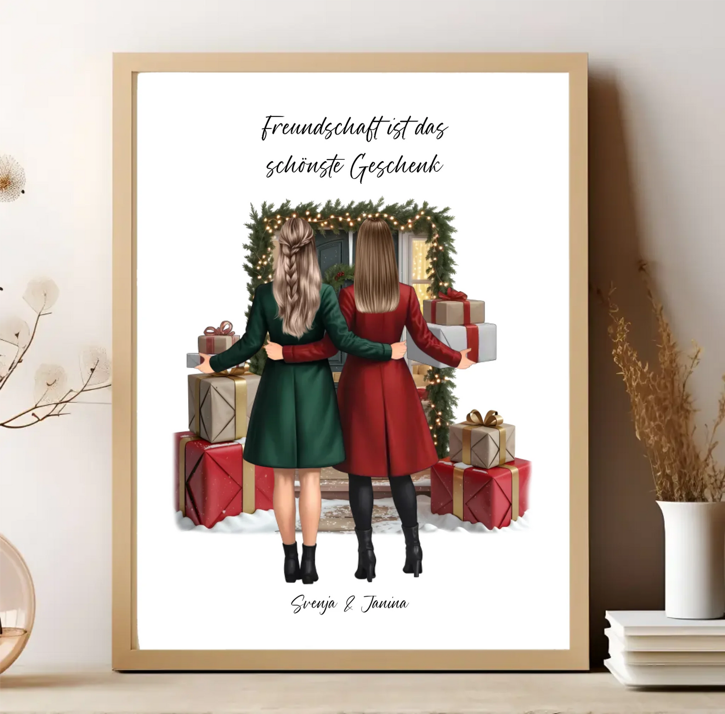 Winter Freundinnen mit Geschenk Poster
