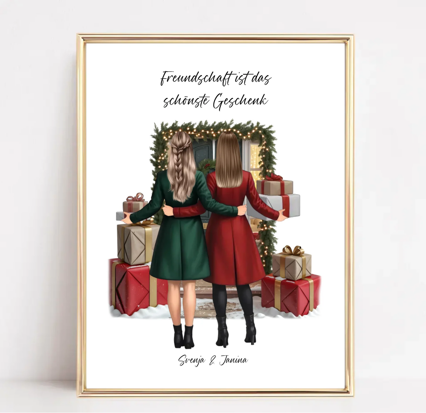 Winter Freundinnen mit Geschenk Poster