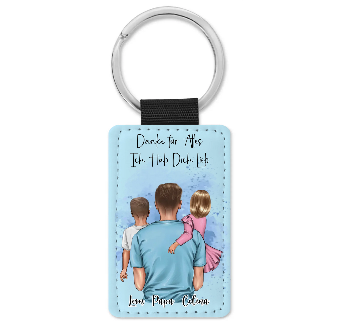 Papa mit 1-2 Kinder Schlüsselanhänger