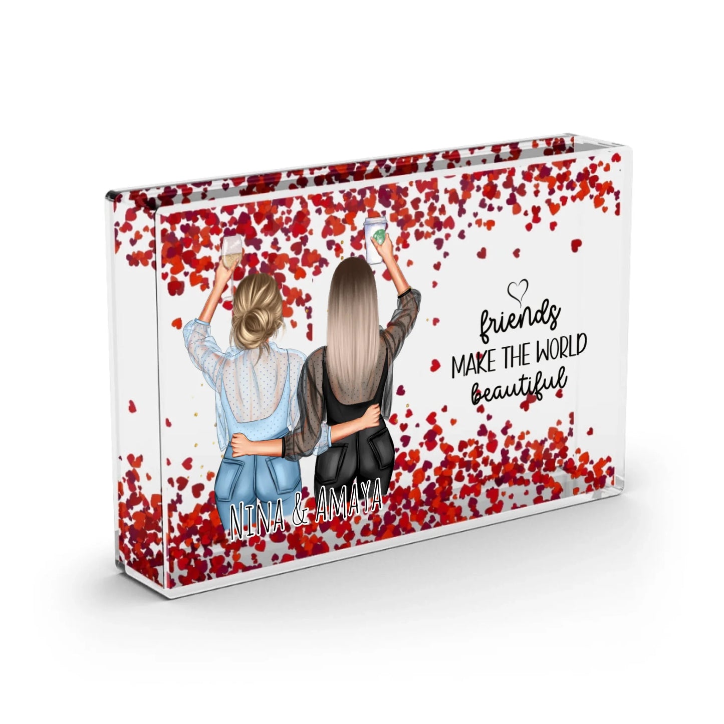 2-3 Beste Freundinnen - Schneekugel Herz Pailletten