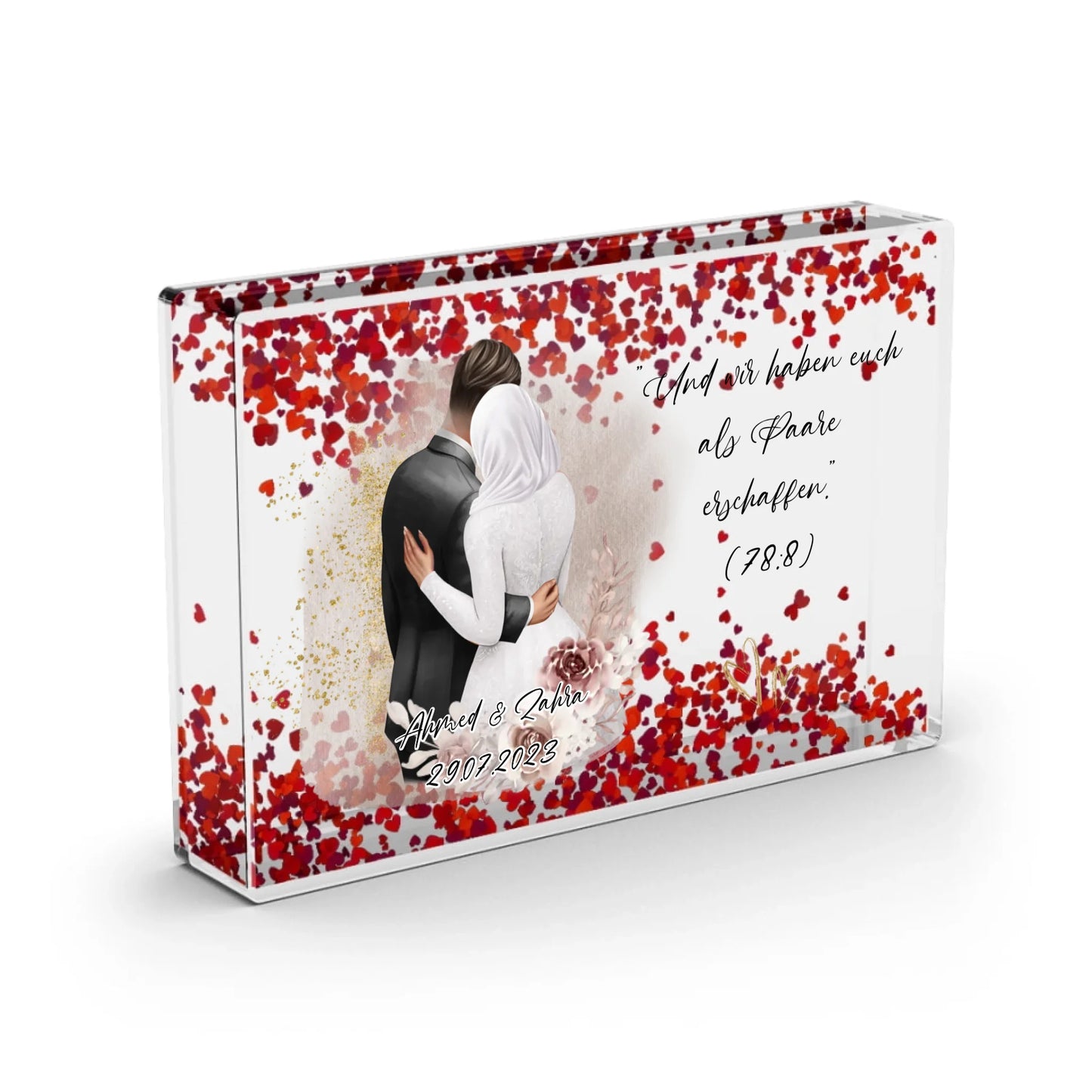 Paar Hochzeit - Schneekugel Herz Pailletten