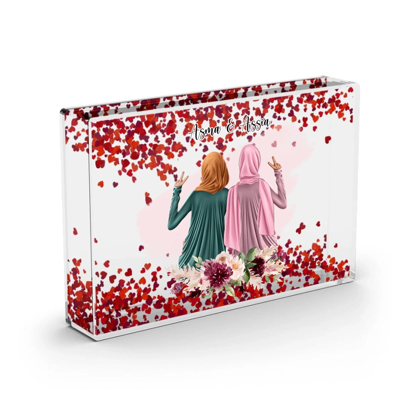 2-4 Schwestern - Schneekugel Herz Pailletten