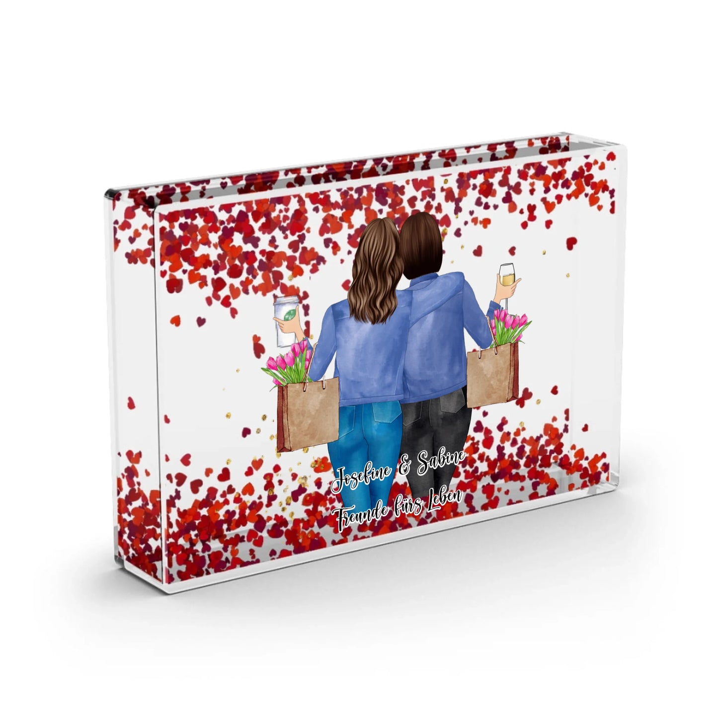 Beste Freundin - Schneekugel Herz Pailletten