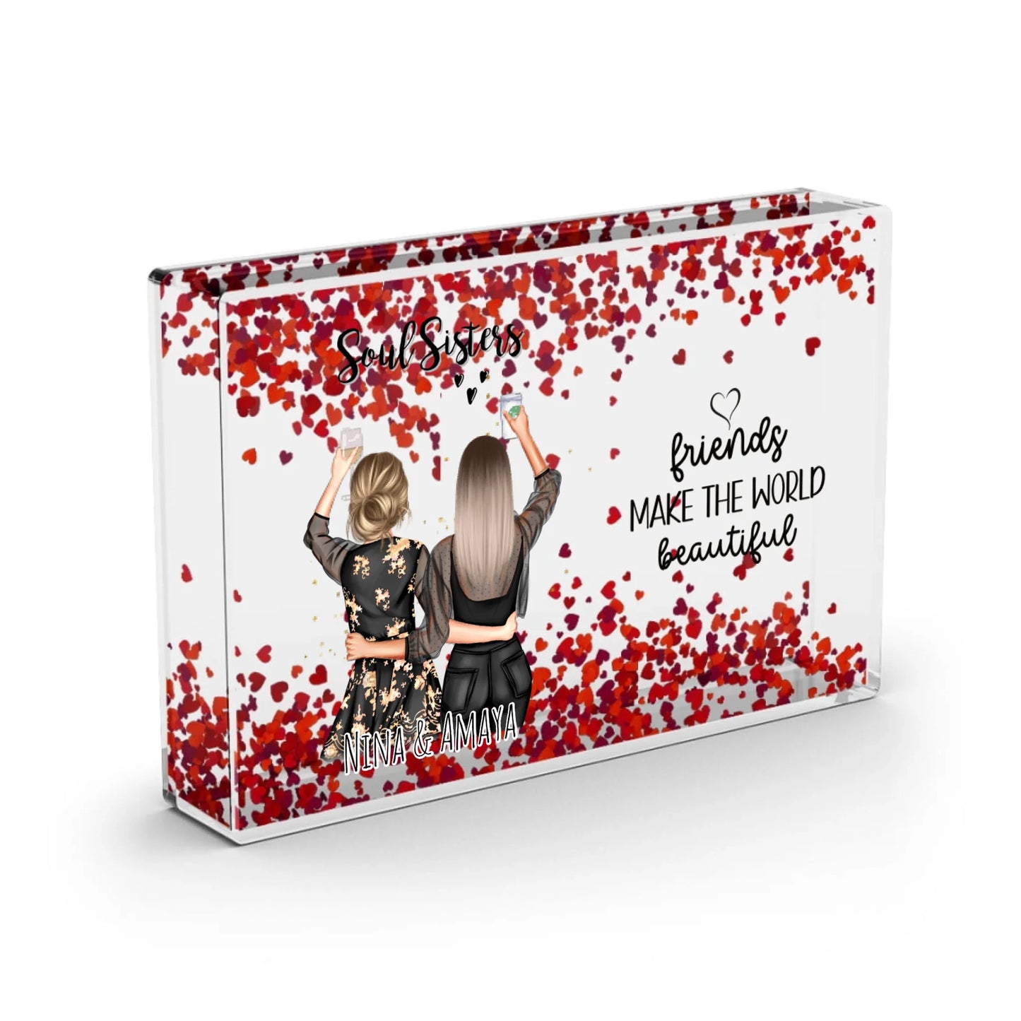 2-3 Beste Freundinnen - Schneekugel Herz Pailletten