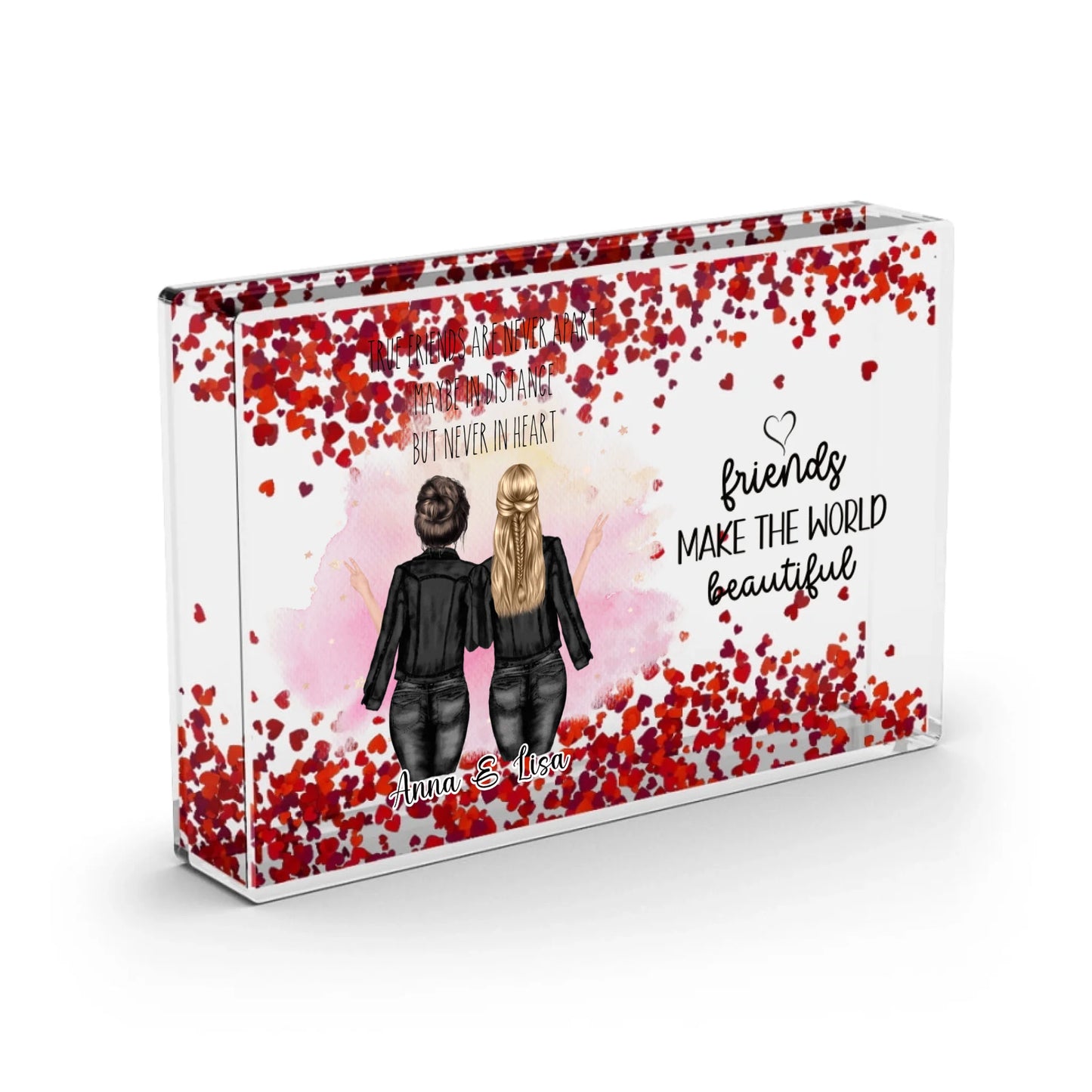 2-4 Beste Freundinnen Curvy & Skinny - Schneekugel Herz Pailletten