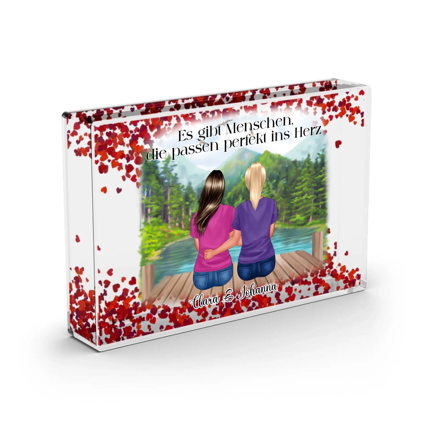 2 Freundinnen - Schneekugel Herz Pailletten