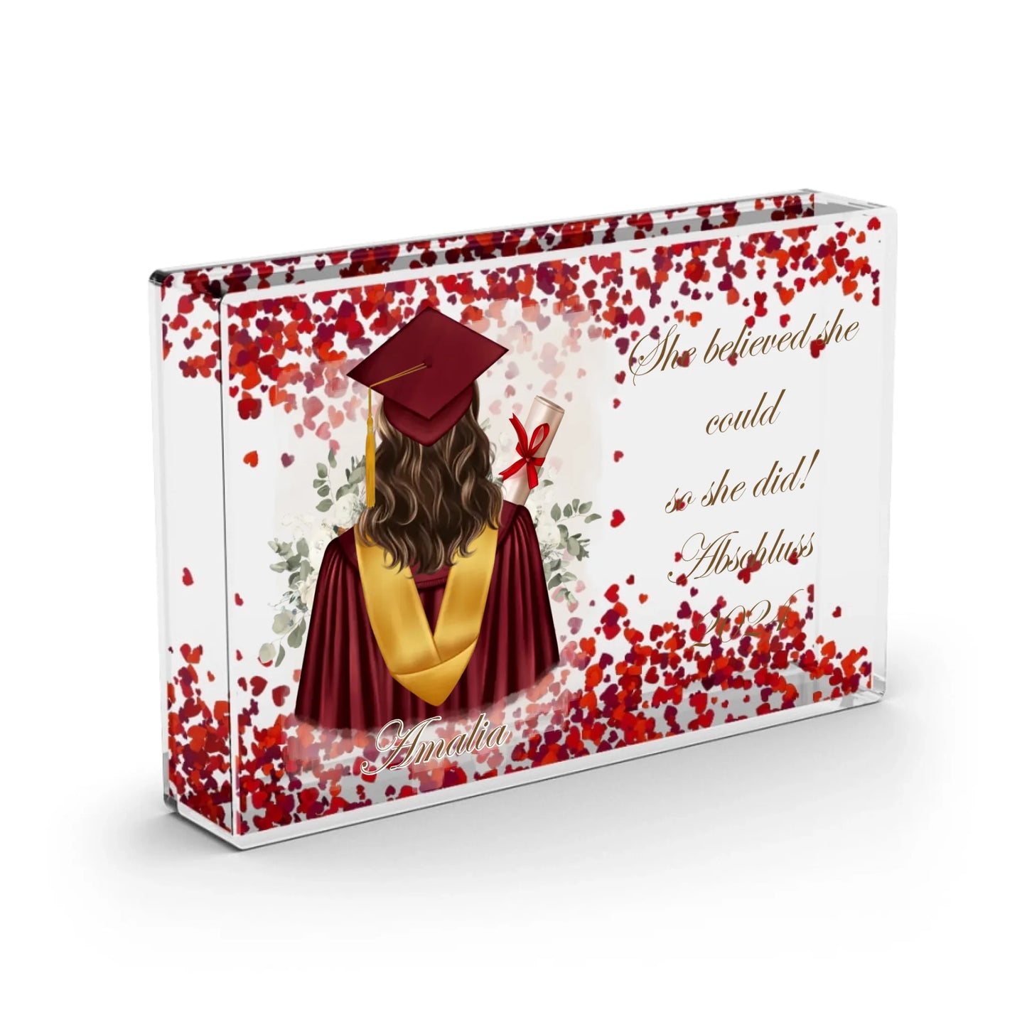 Abschluss Schneekugel Herz Pailletten (Mann & Frau)