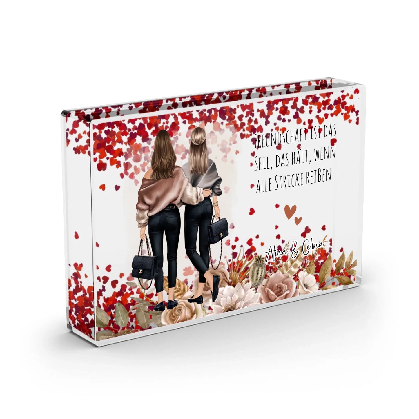 Beste Freundinnen Schneekugel Herz