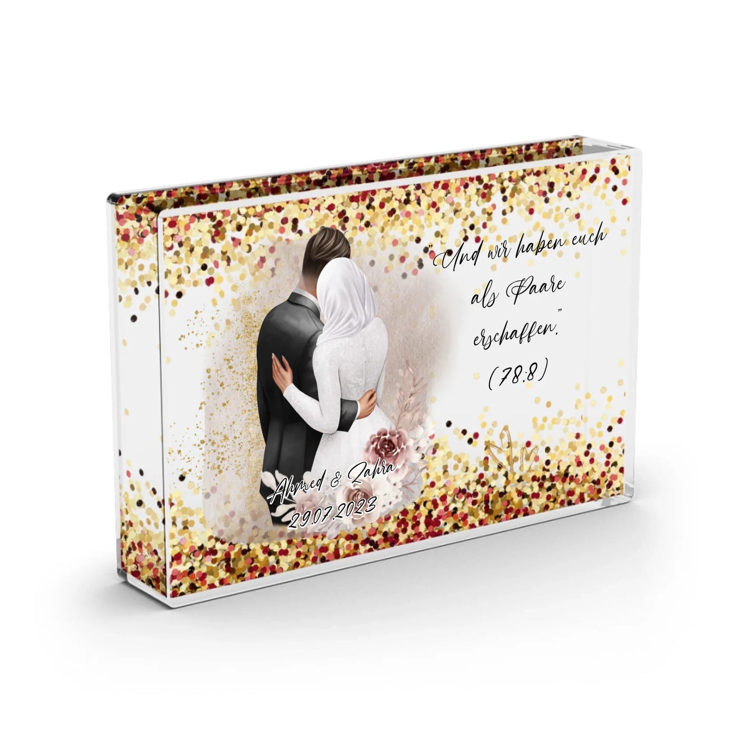 Paar Hochzeit - Schneekugel RoseGold Pailletten