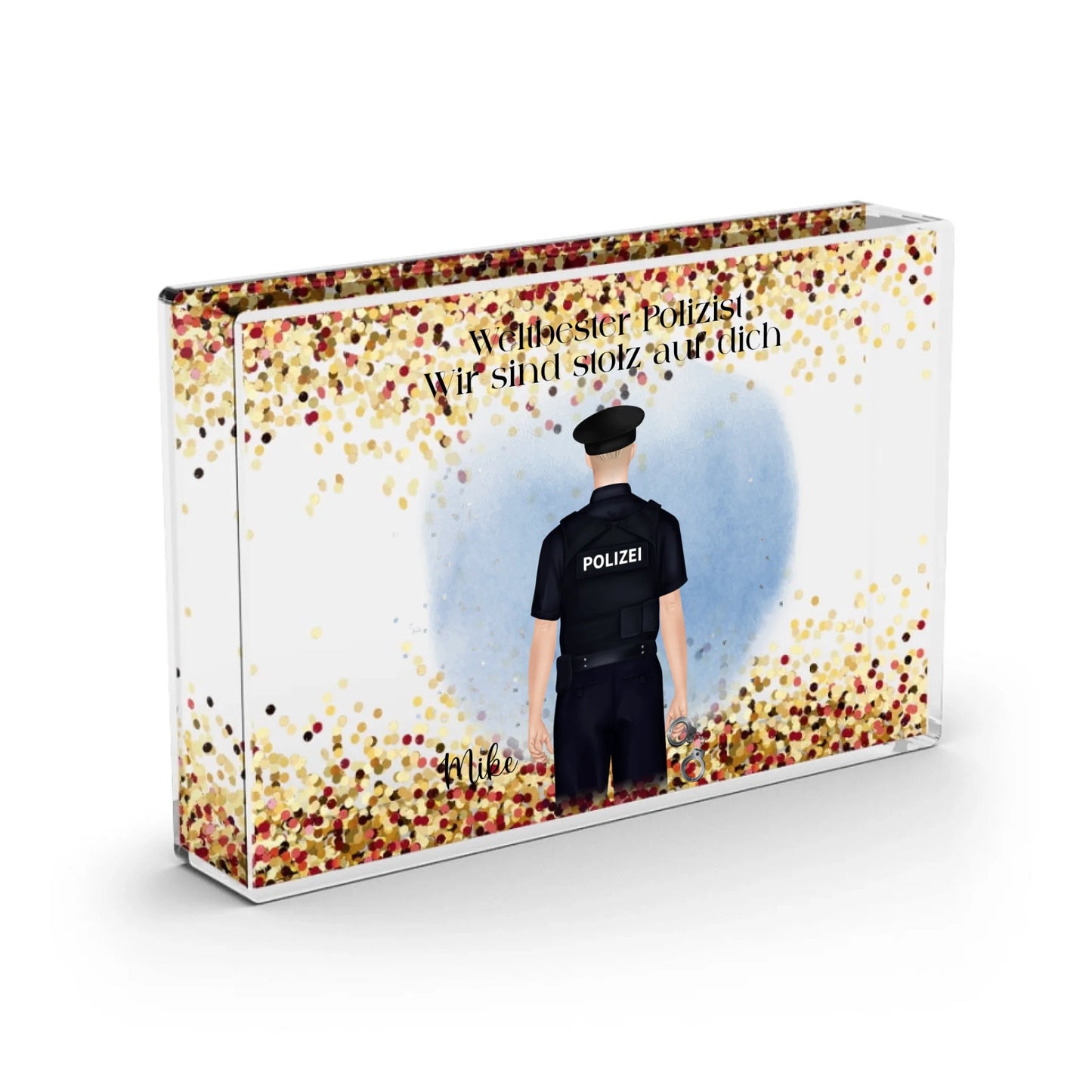 Polizist/Polizistin - Schneekugel RoseGold Pailletten