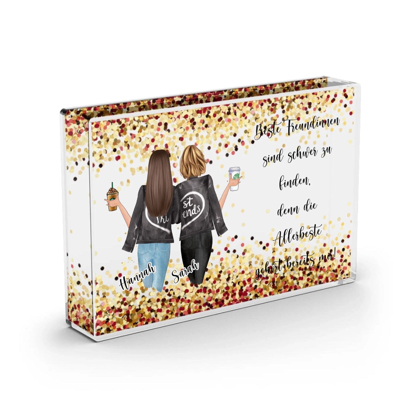 Beste Freundin - Schneekugel RoseGold Pailletten