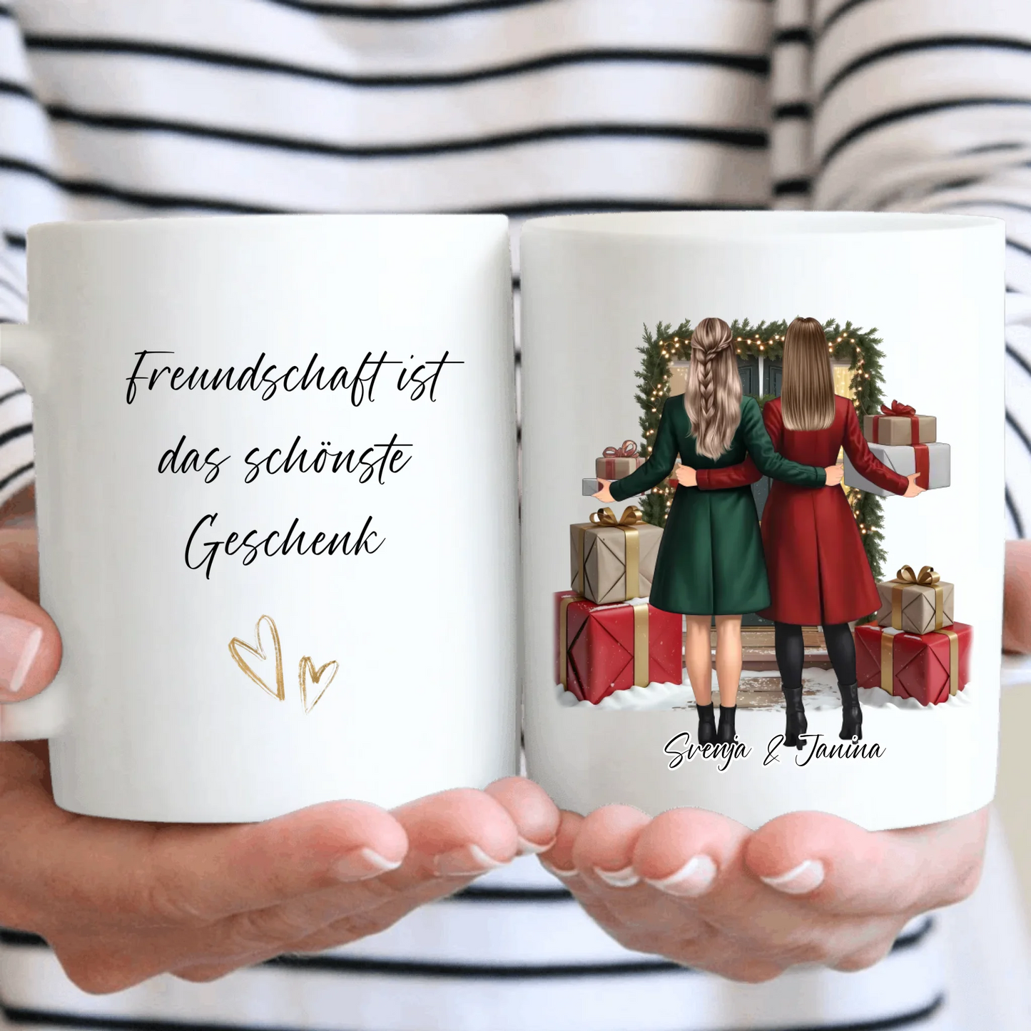 Winter Freundinnen mit Geschenk Tasse