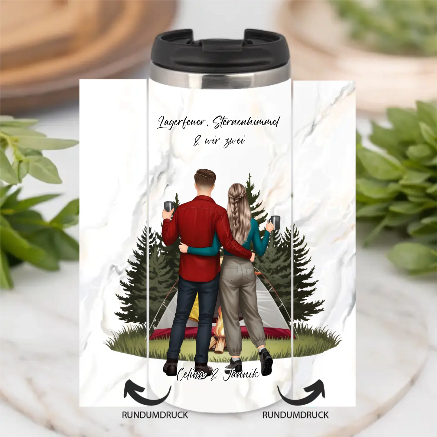 Camping Paar Tasse