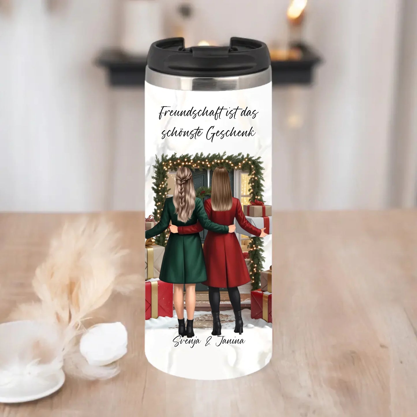 Winter Freundinnen mit Geschenk Tasse