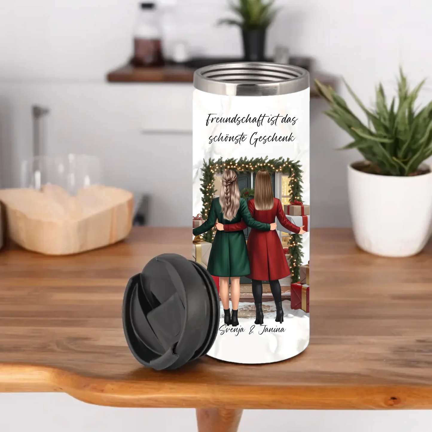 Winter Freundinnen mit Geschenk Tasse