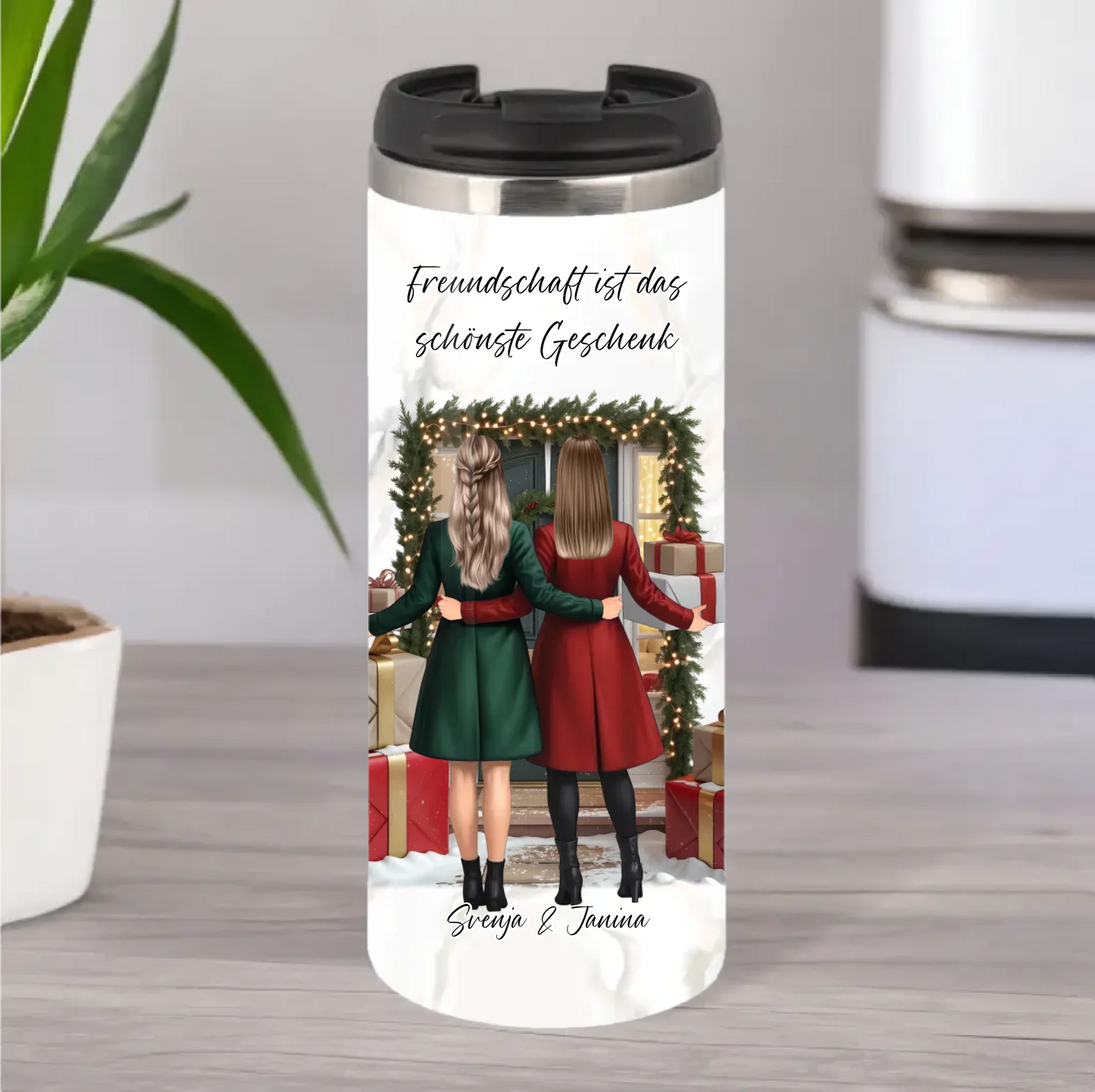 Winter Freundinnen mit Geschenk Tasse