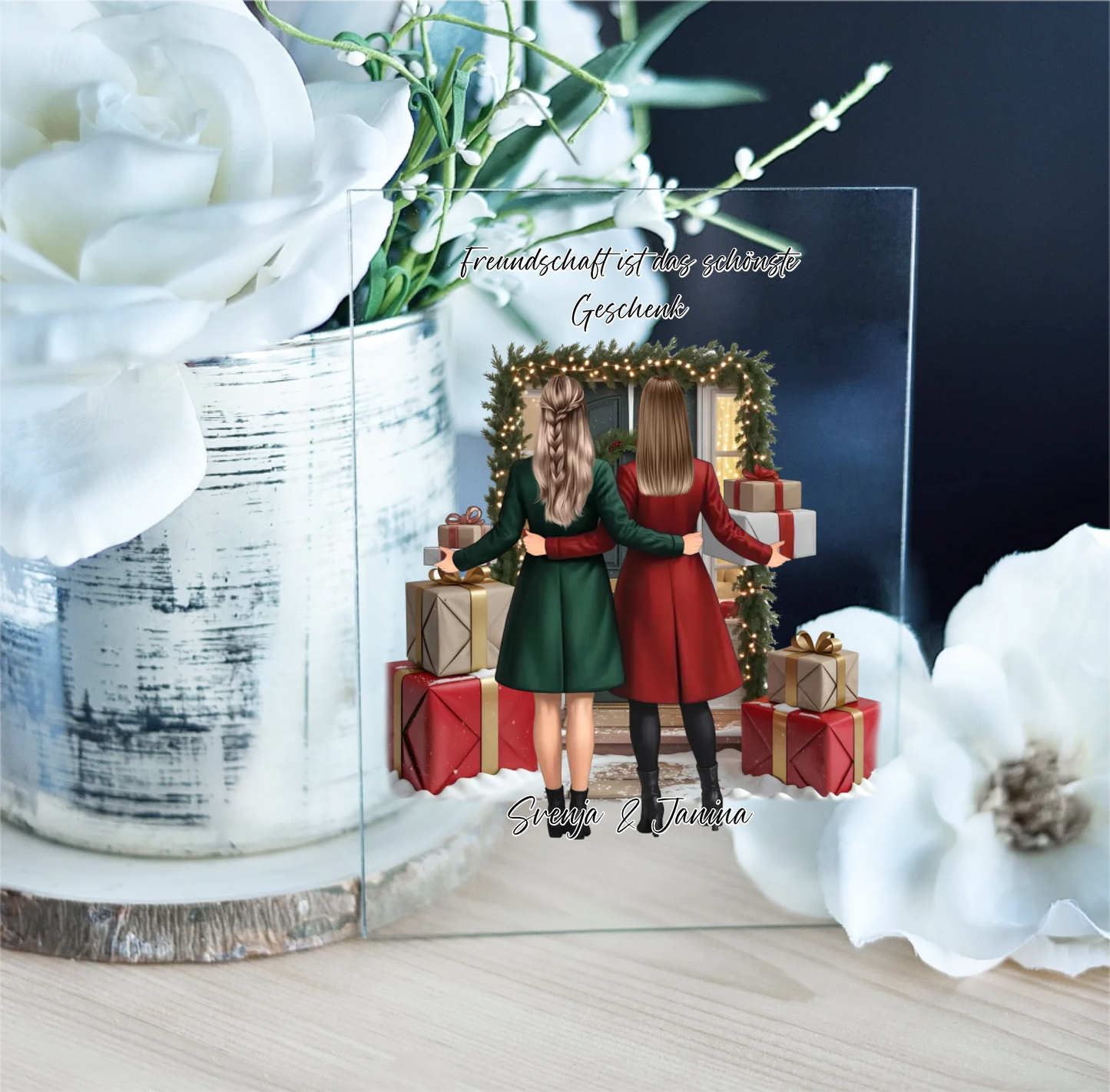 Freundinnen mit Geschenk Acrylschild