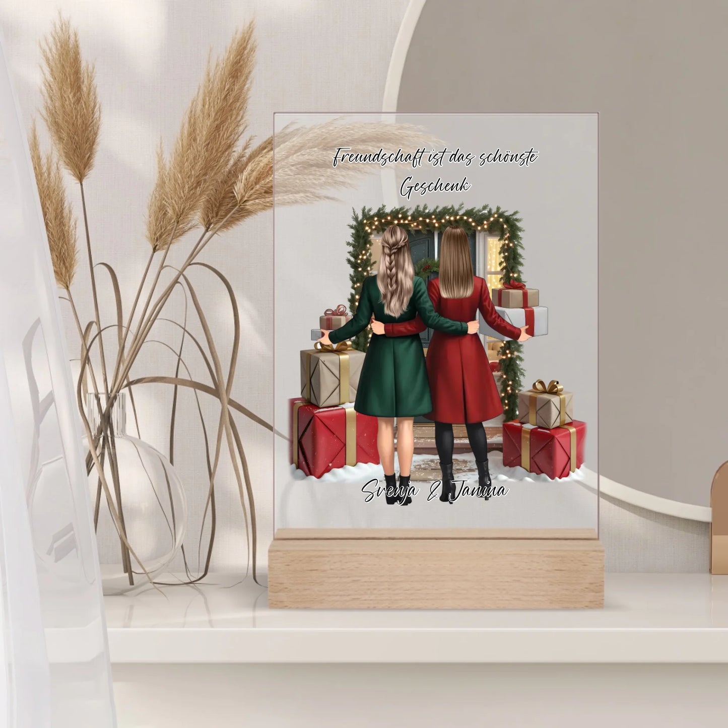 Freundinnen mit Geschenk Acrylschild