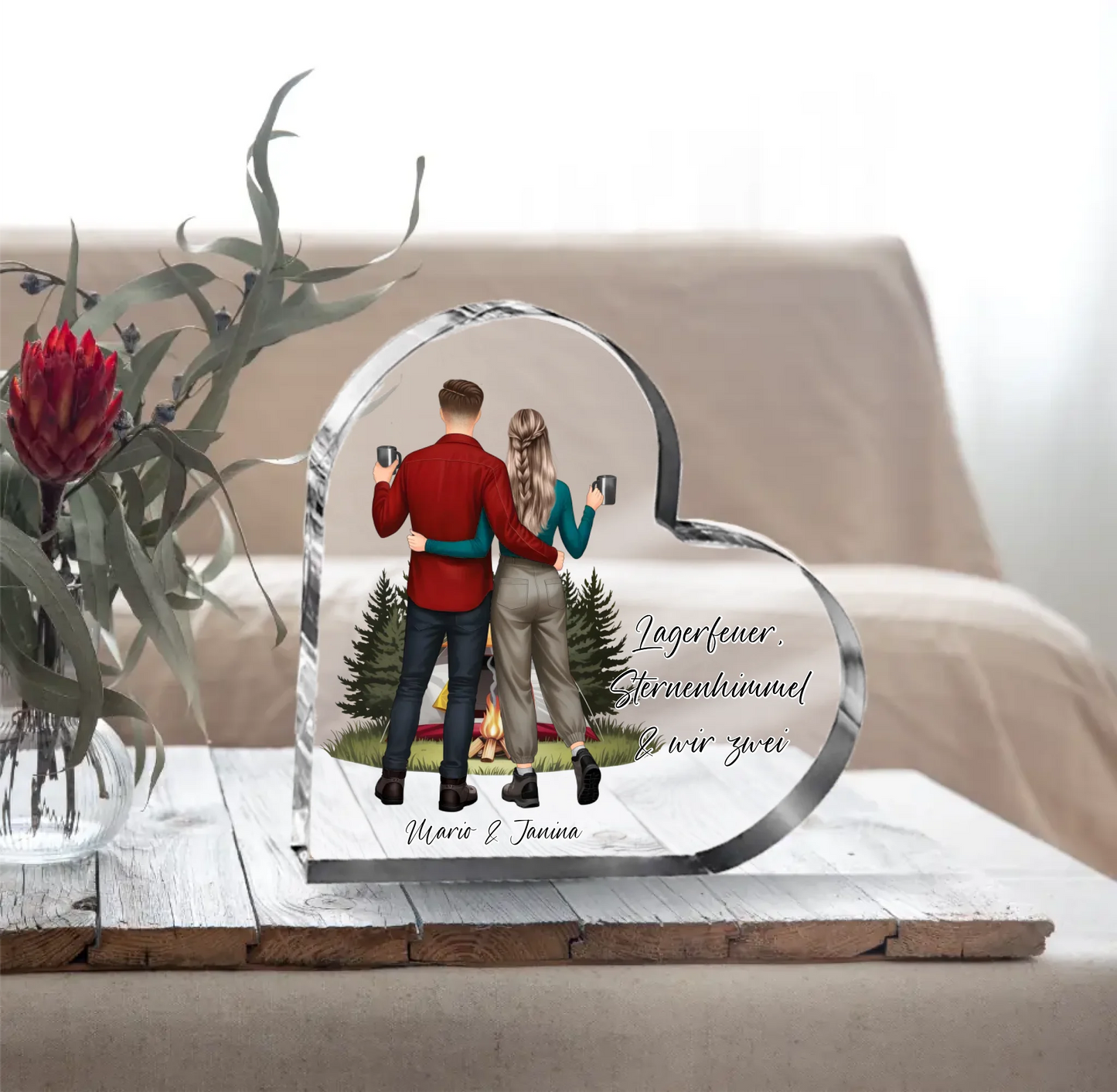 Camping Paar Herz Glasaufsteller