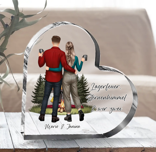 Camping Paar Herz Glasaufsteller