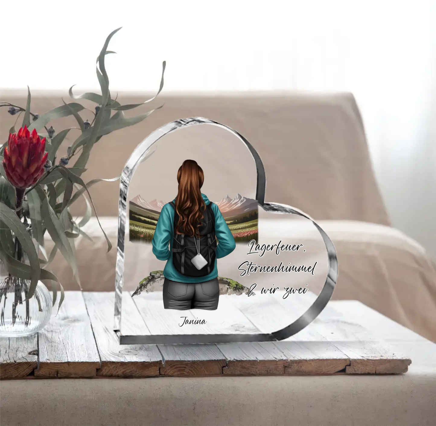 Wanderin Herz Glasaufsteller