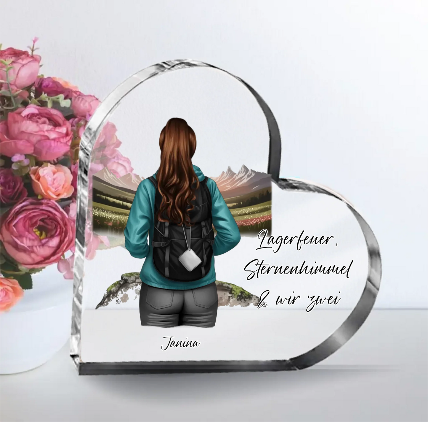 Wanderin Herz Glasaufsteller