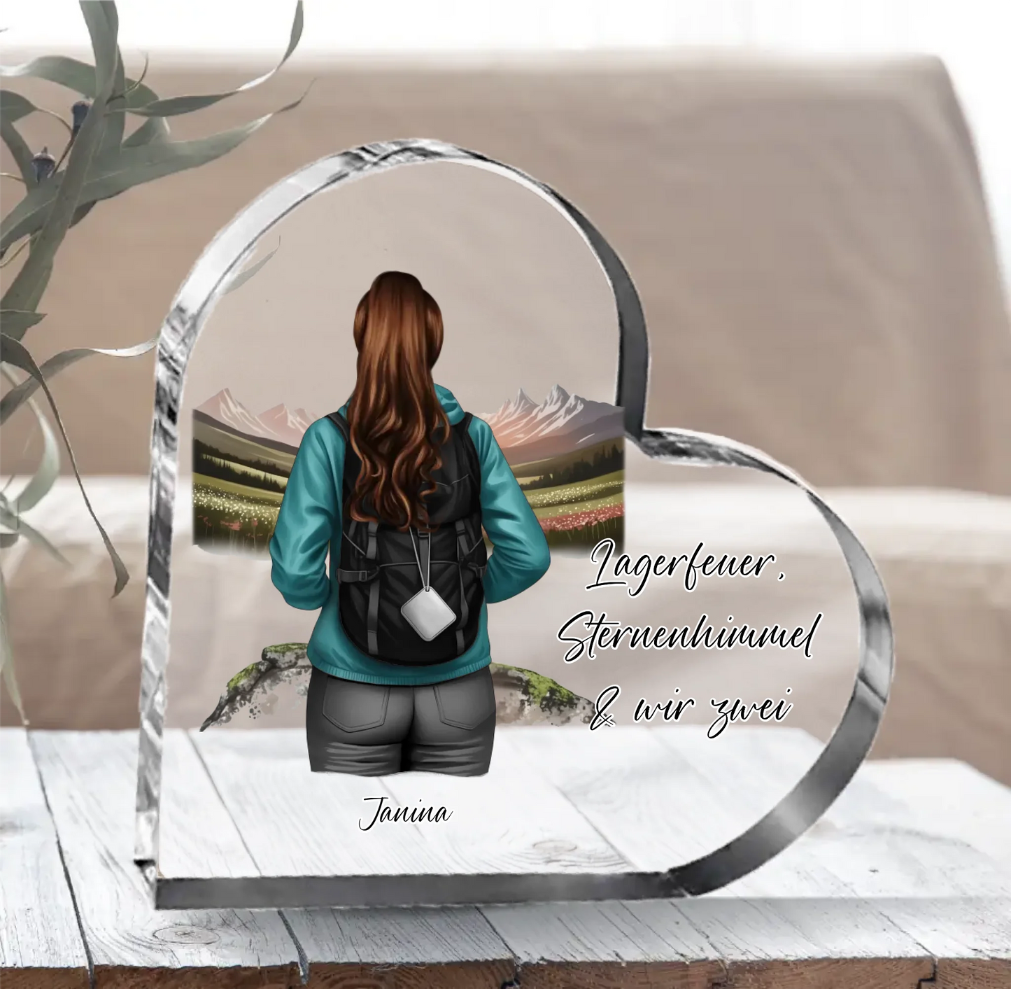 Wanderin Herz Glasaufsteller