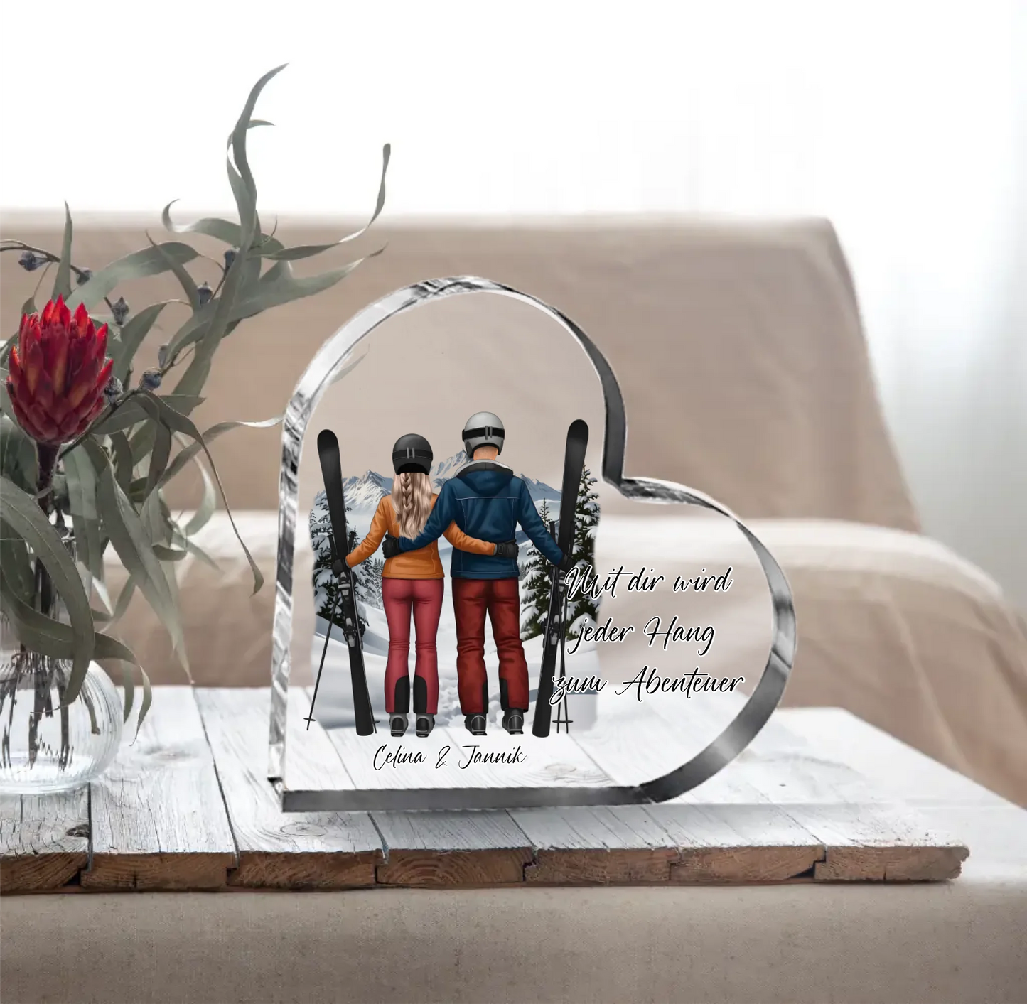 Ski Herz Glasaufsteller