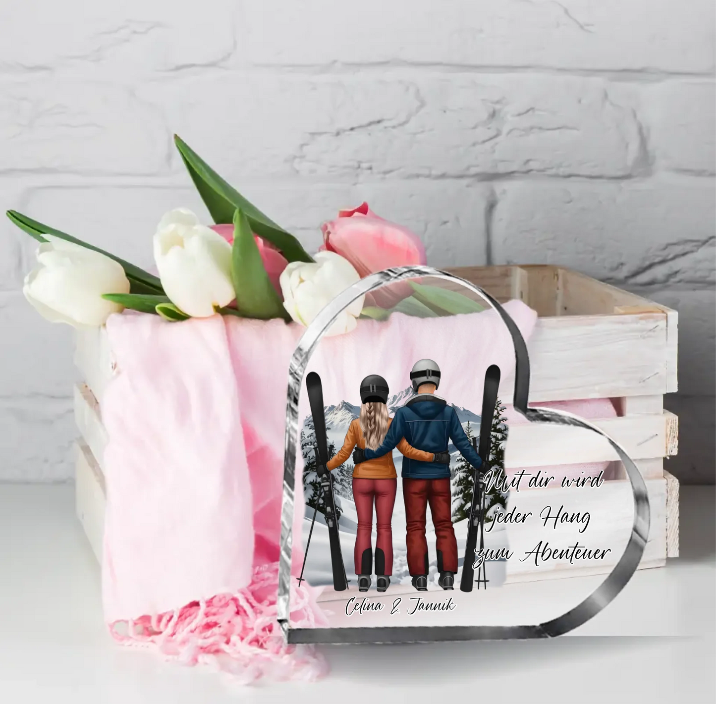 Ski Herz Glasaufsteller