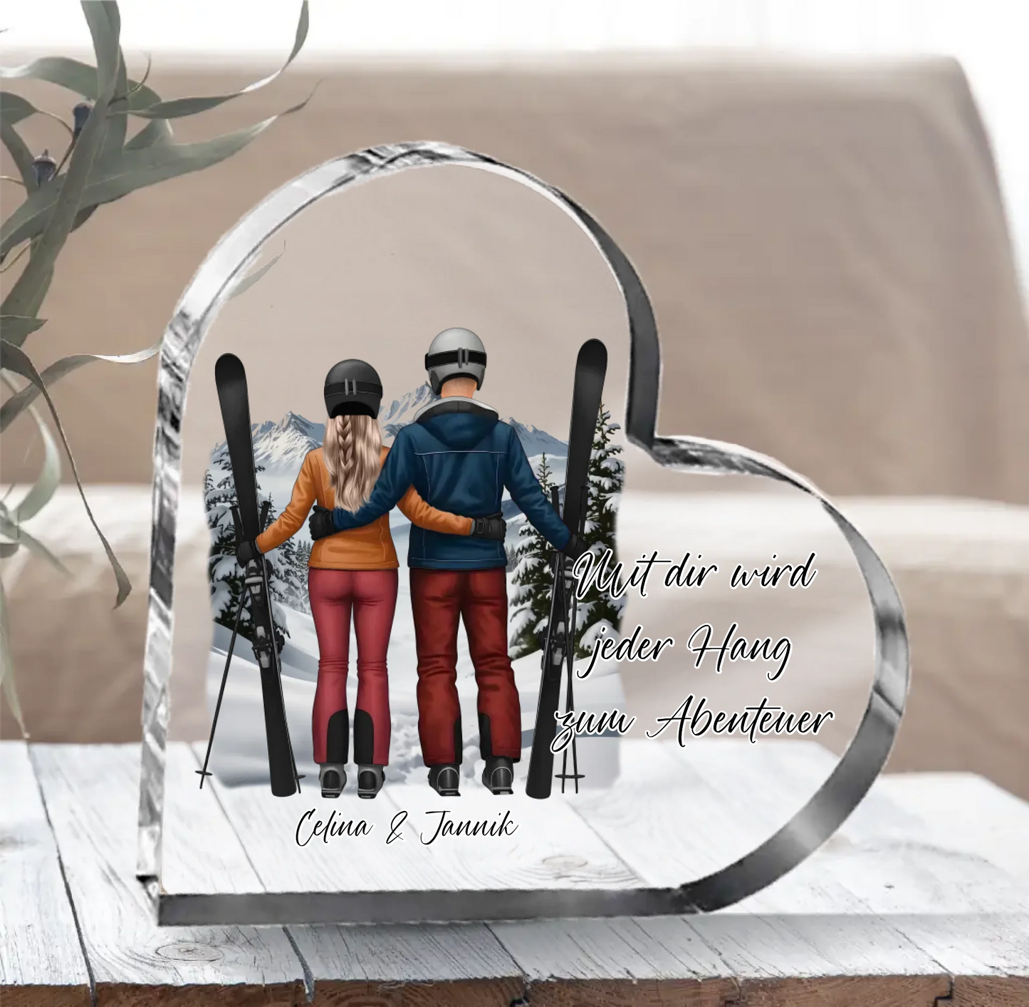 Ski Herz Glasaufsteller