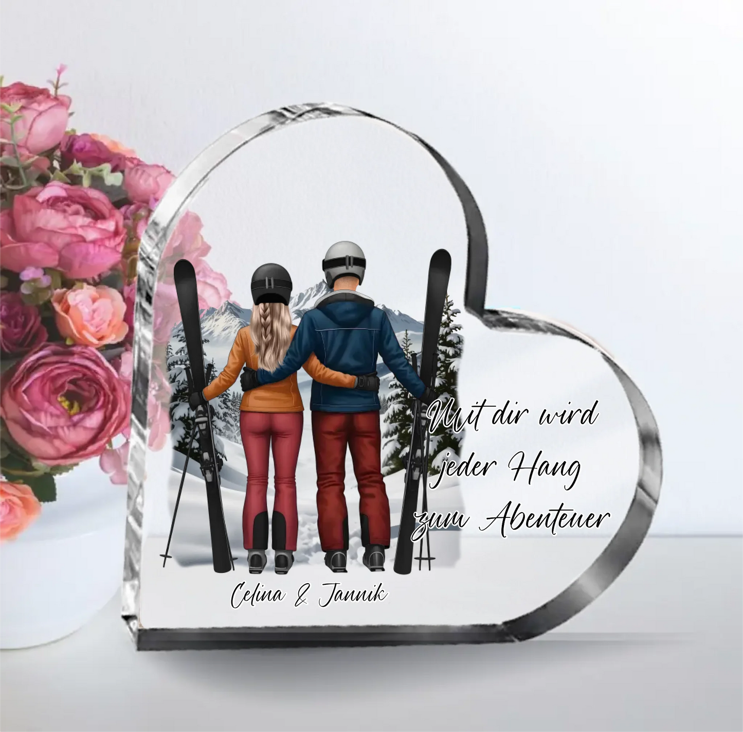 Ski Herz Glasaufsteller