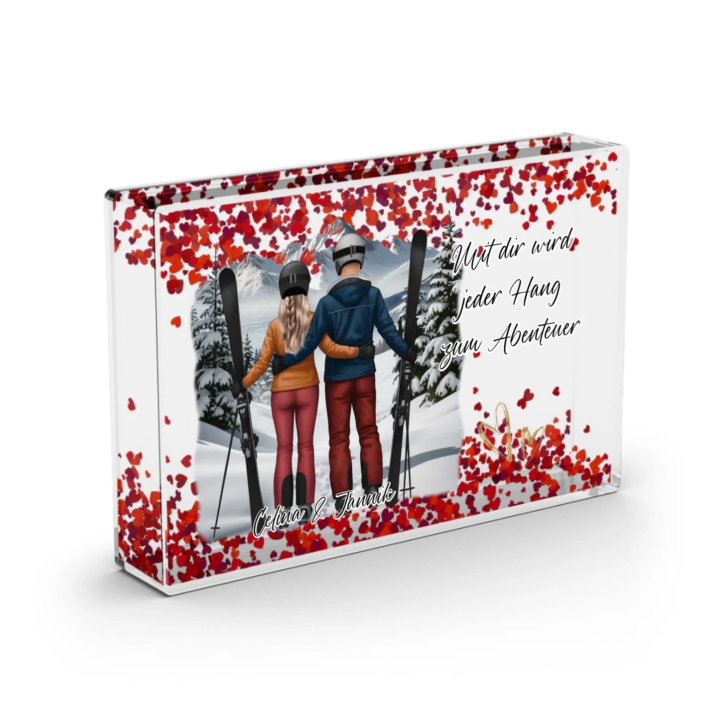 Ski Schneekugel Herz