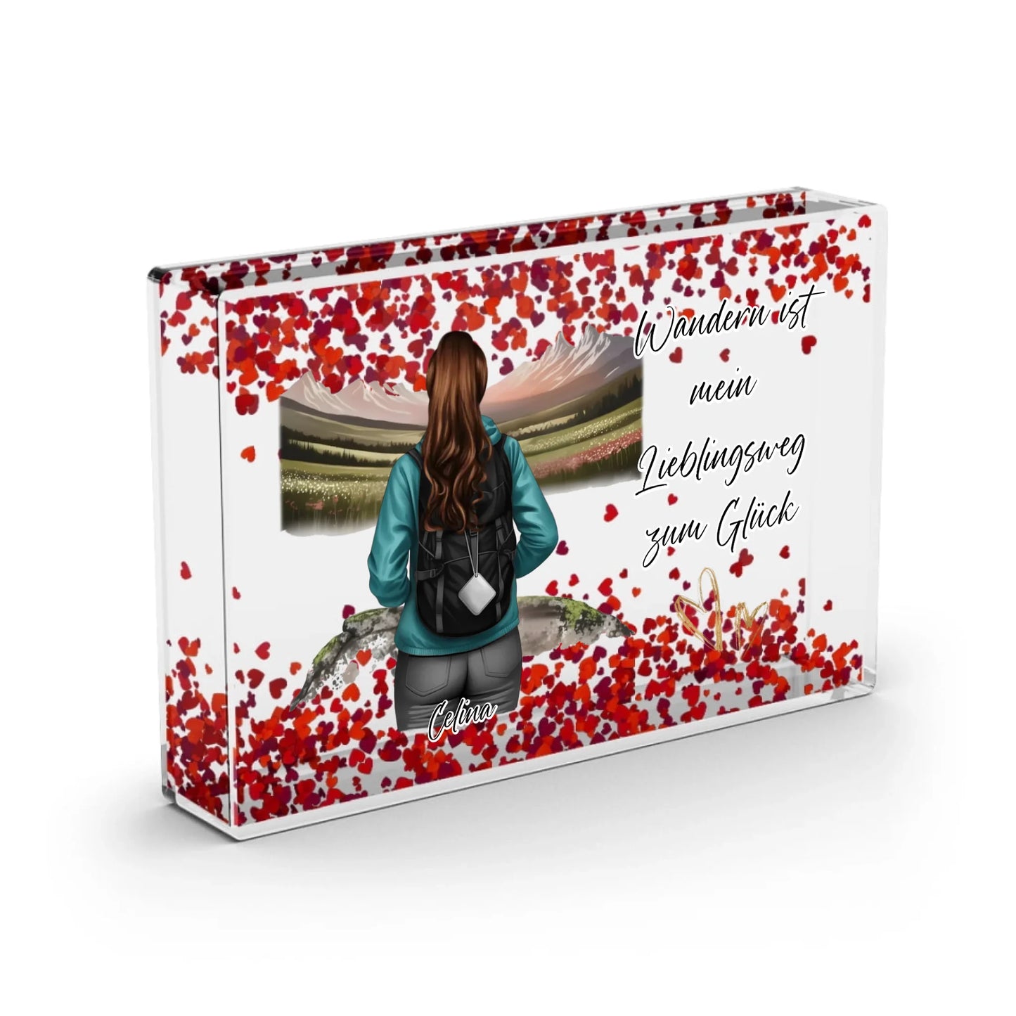 Wanderin personalisiert Schneekugel Herz