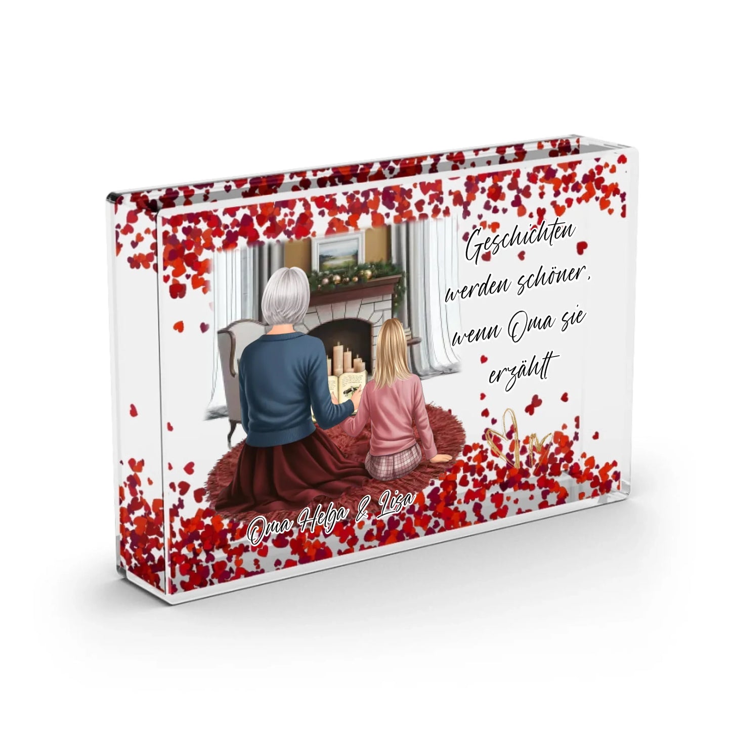 Oma & Kind Schneekugel Herz