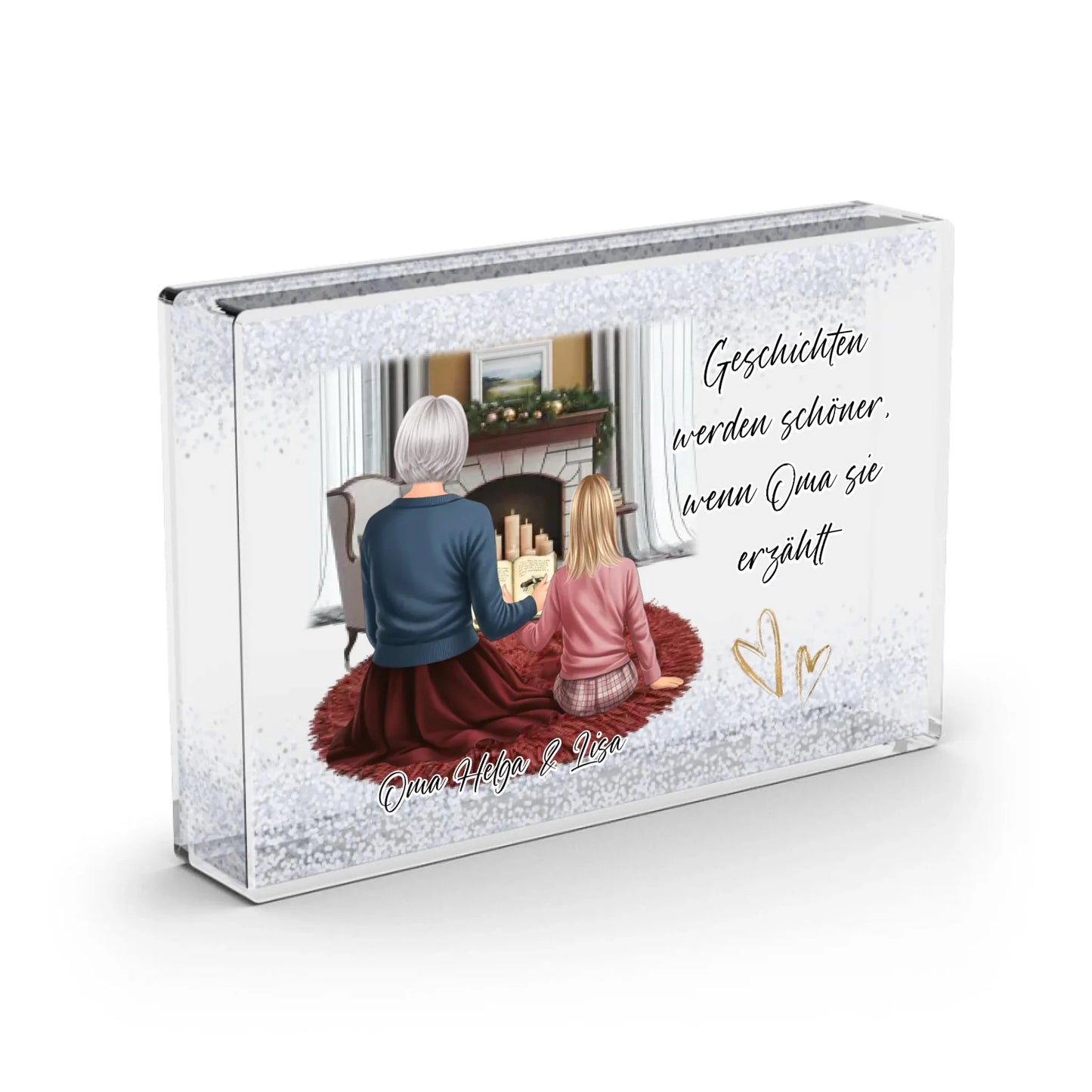 Oma & Kind Schneekugel Schnee