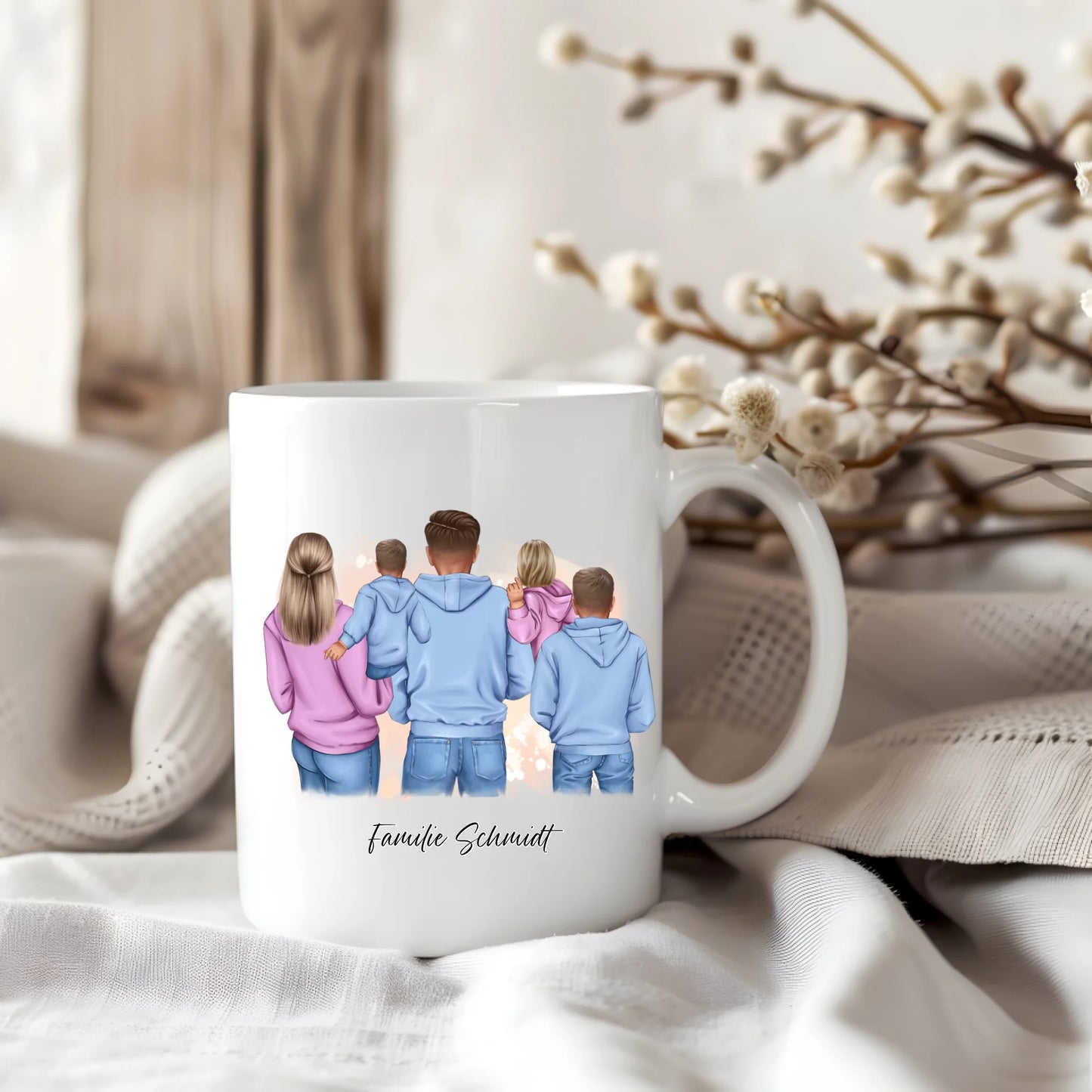 Familie 2-5 Kinder verschiedene Größen Tassen