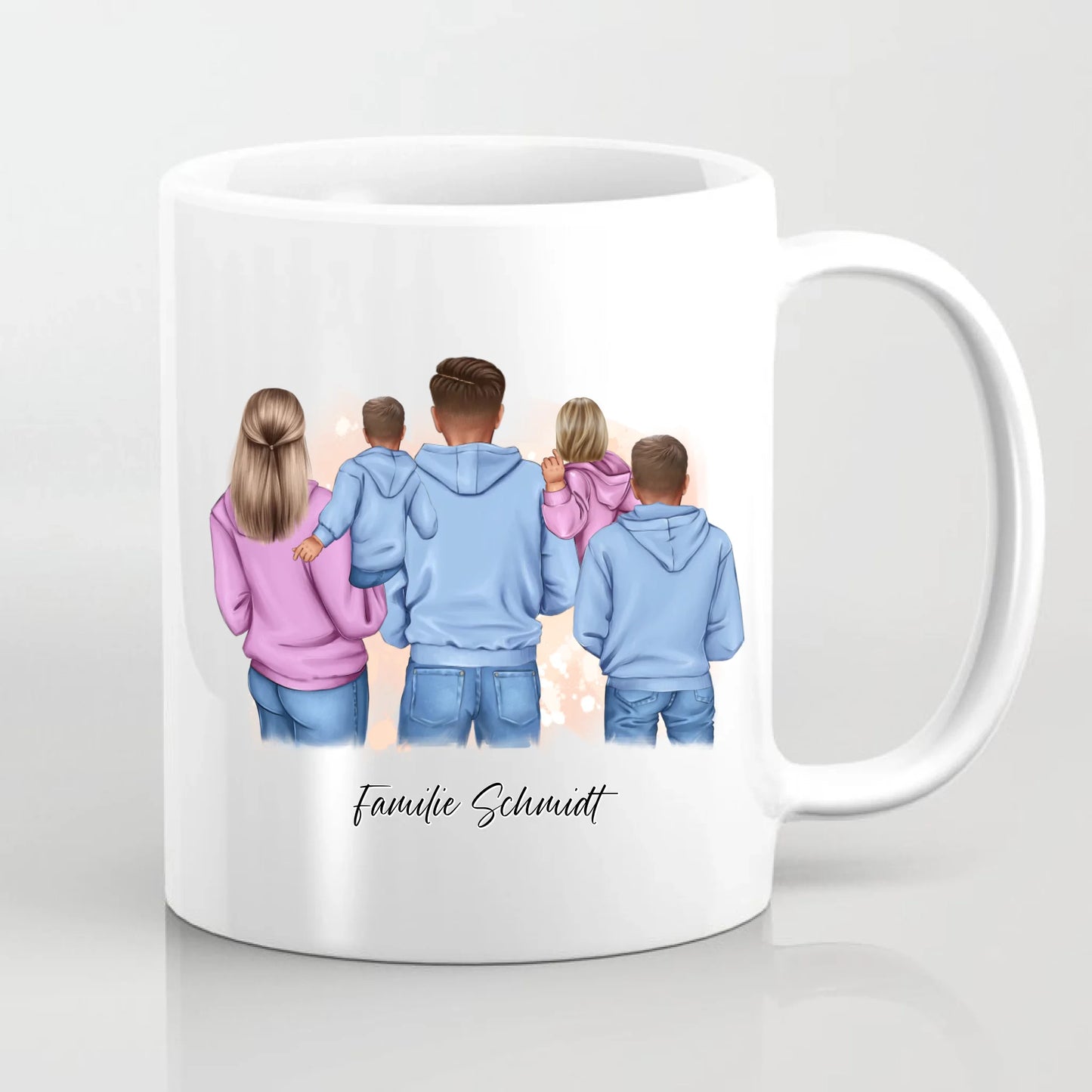 Familie 2-5 Kinder verschiedene Größen Tassen