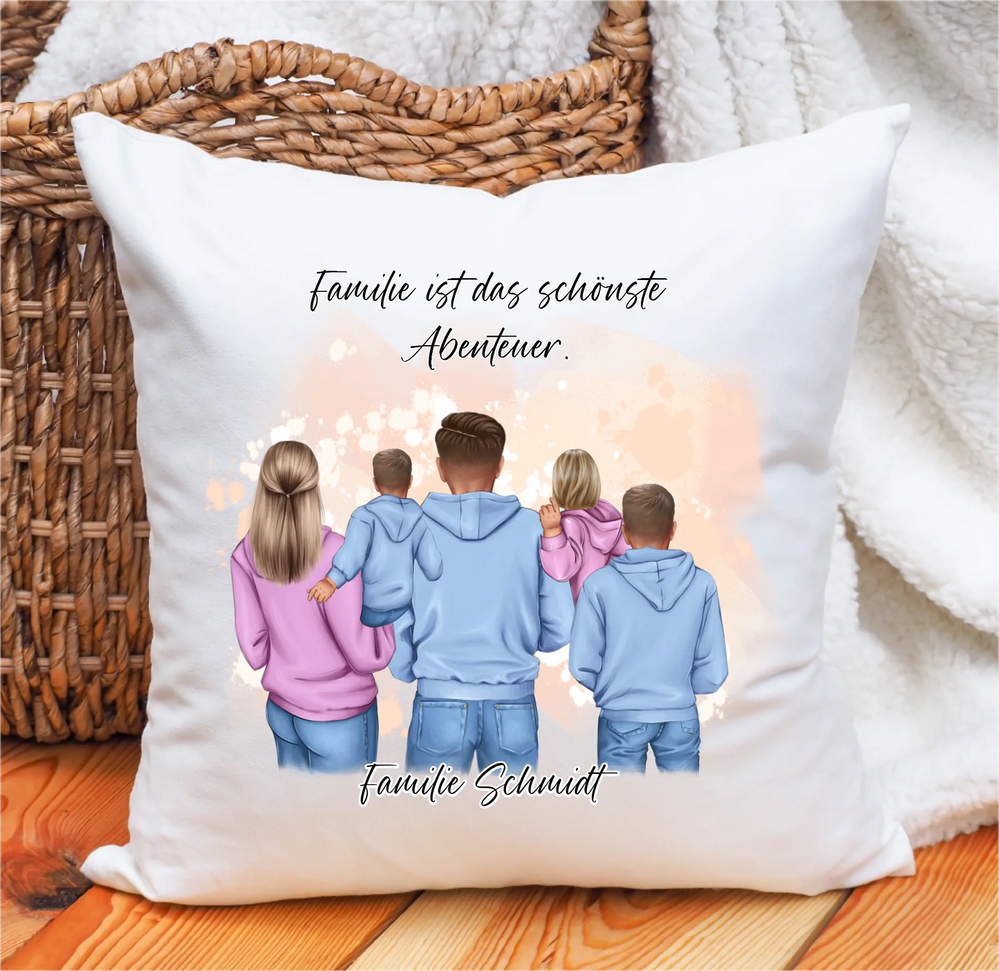 Familie 2-5 Kinder verschiedene Größen Kissen