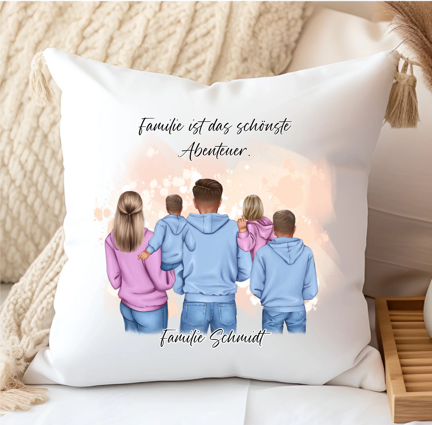 Familie 2-5 Kinder verschiedene Größen Kissen