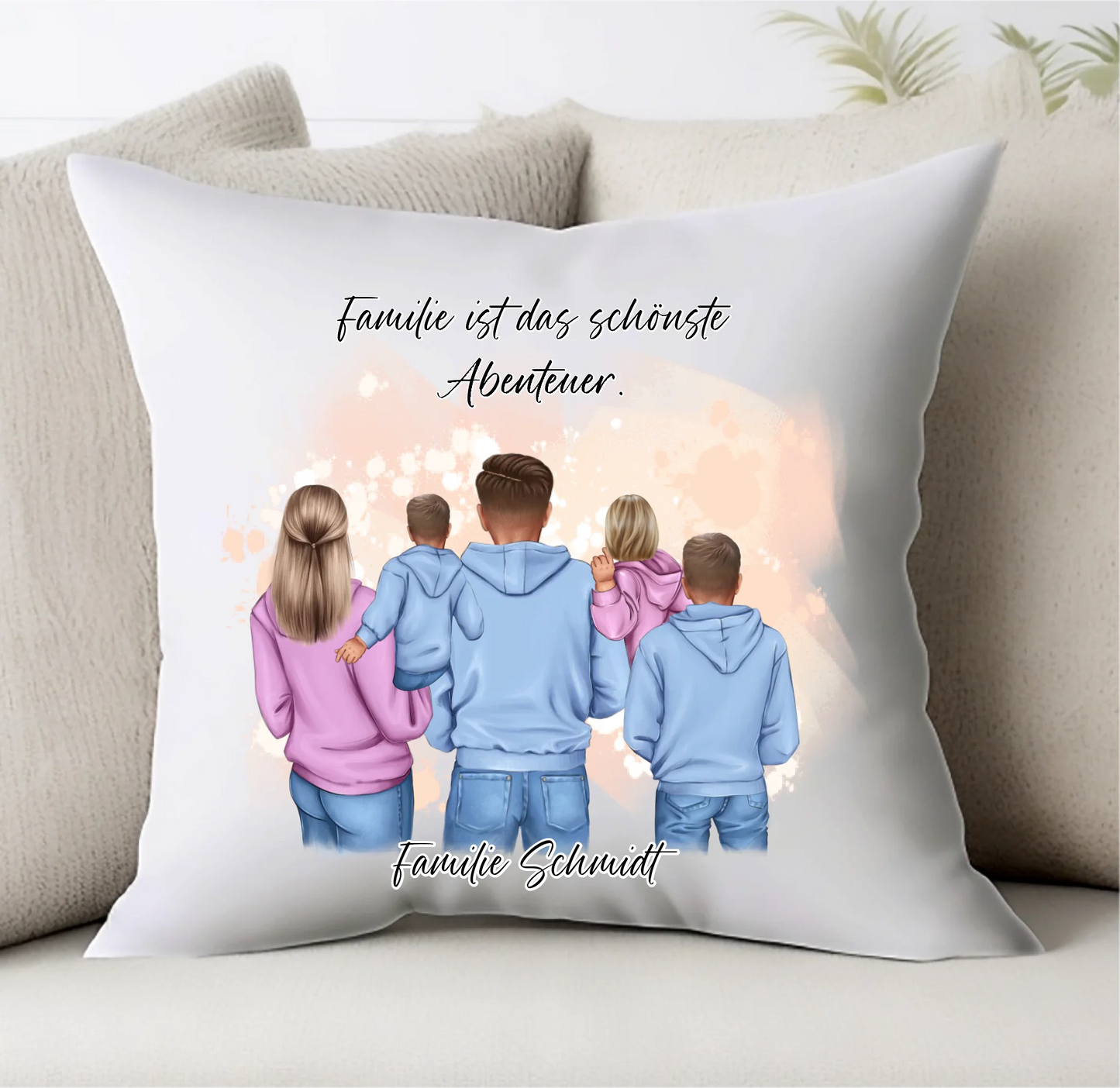 Familie 2-5 Kinder verschiedene Größen Kissen