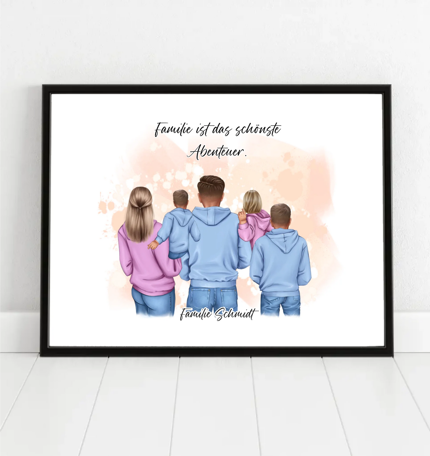 Familie 2-5 Kinder verschiedenen Größen Poster