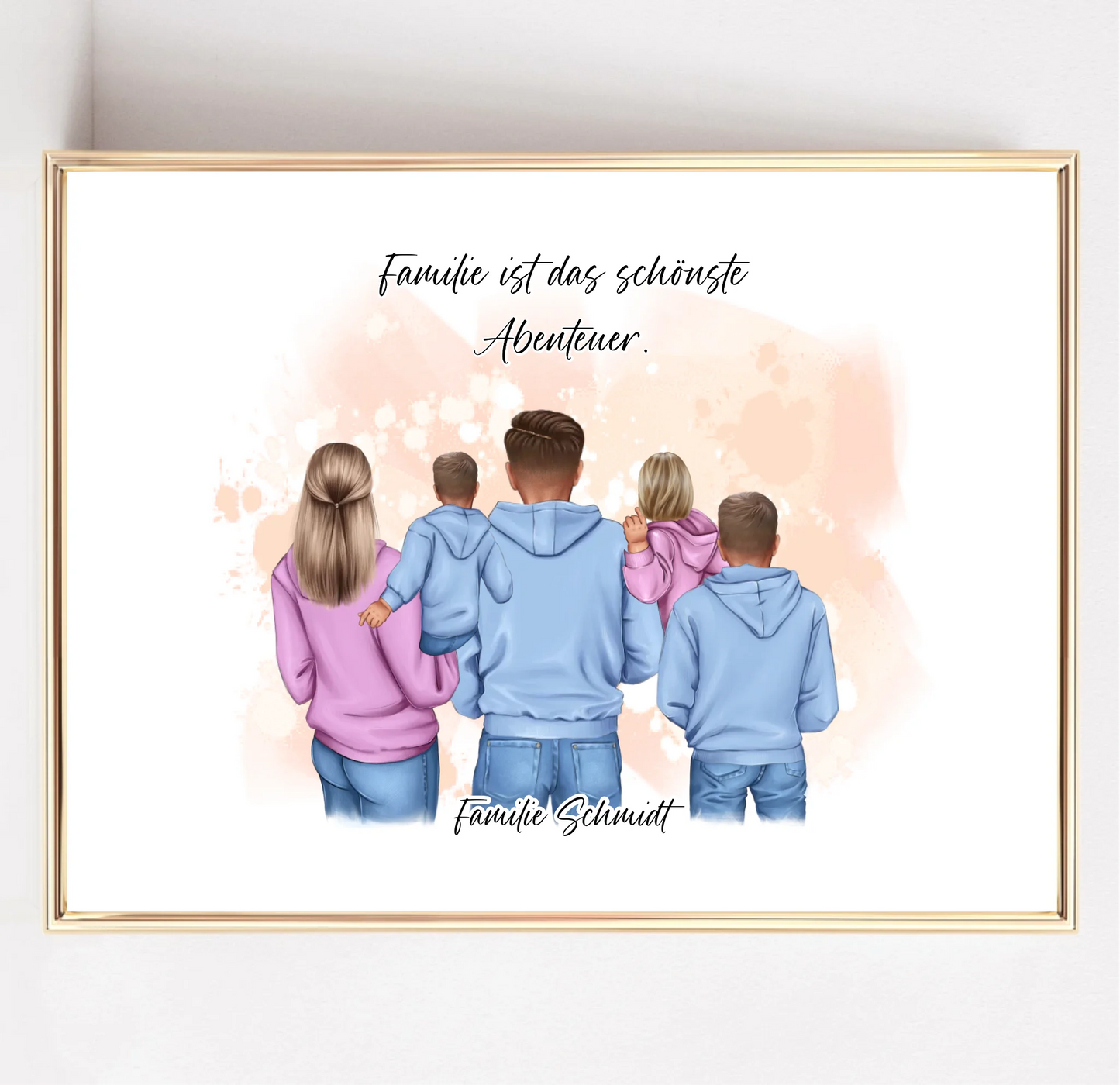 Familie 2-5 Kinder verschiedenen Größen Poster