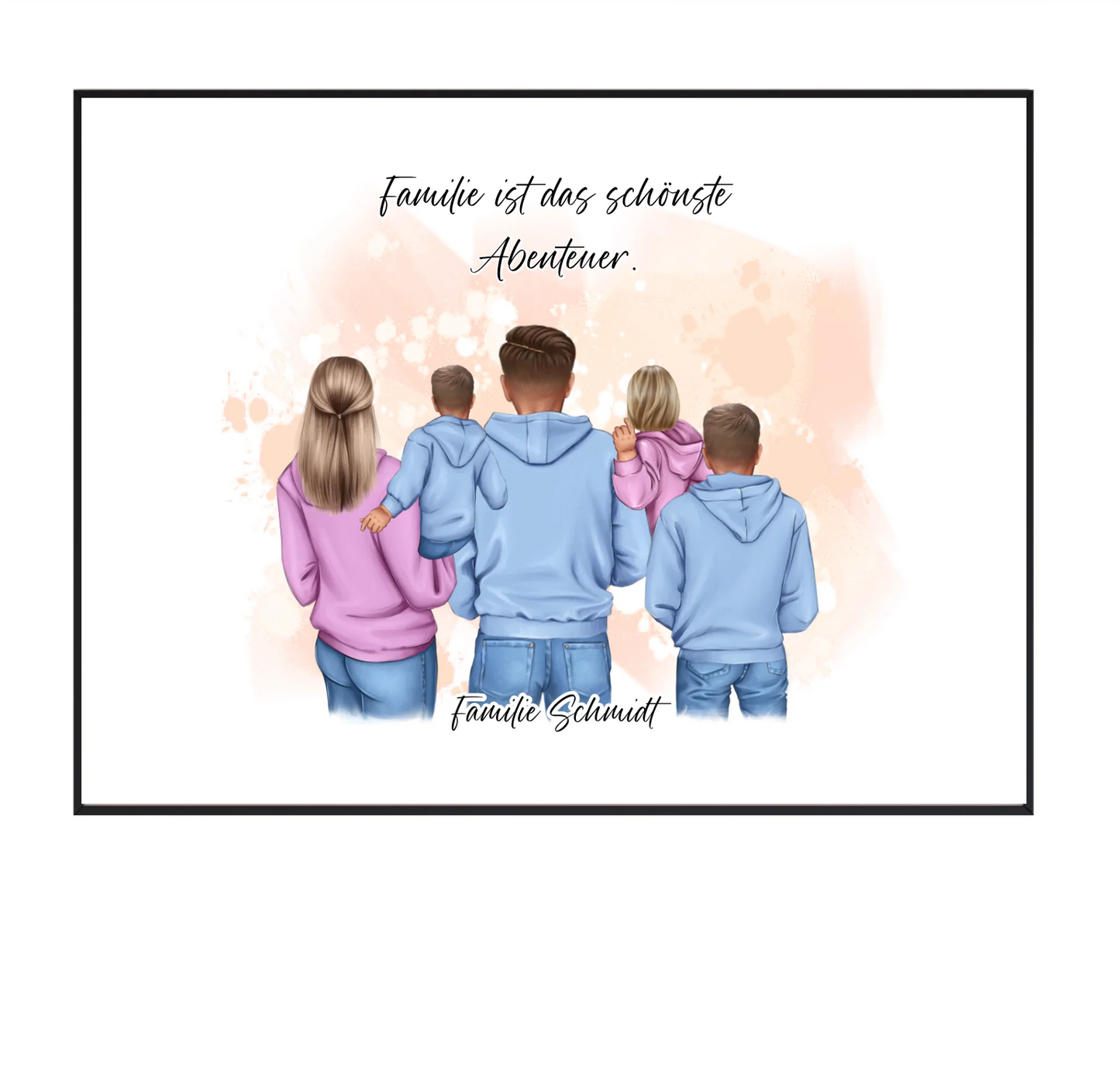 Familie 2-5 Kinder verschiedenen Größen Poster